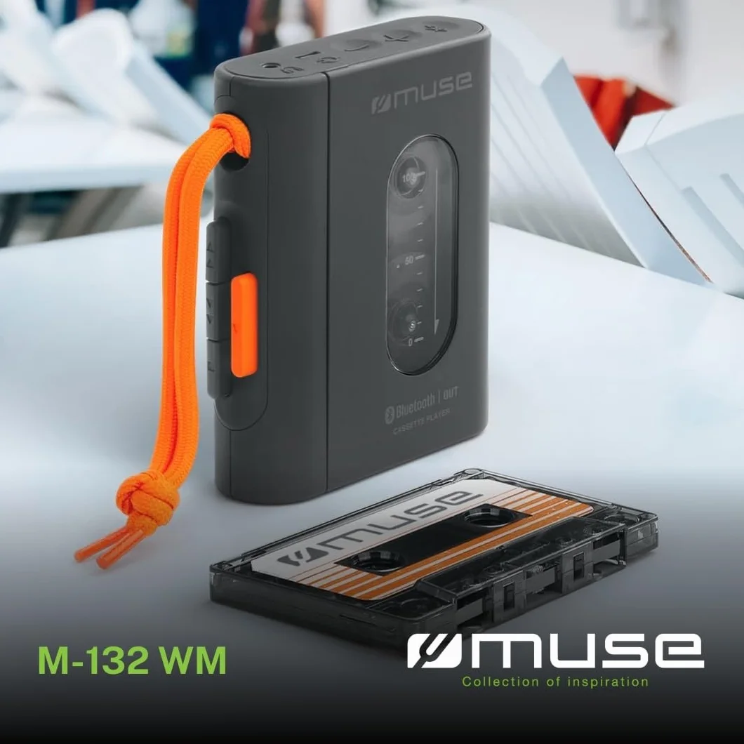 Muse M132WM Reproductor de Cassette Semi-Auto Stop Bluetooth Bateria Recargable USB-C