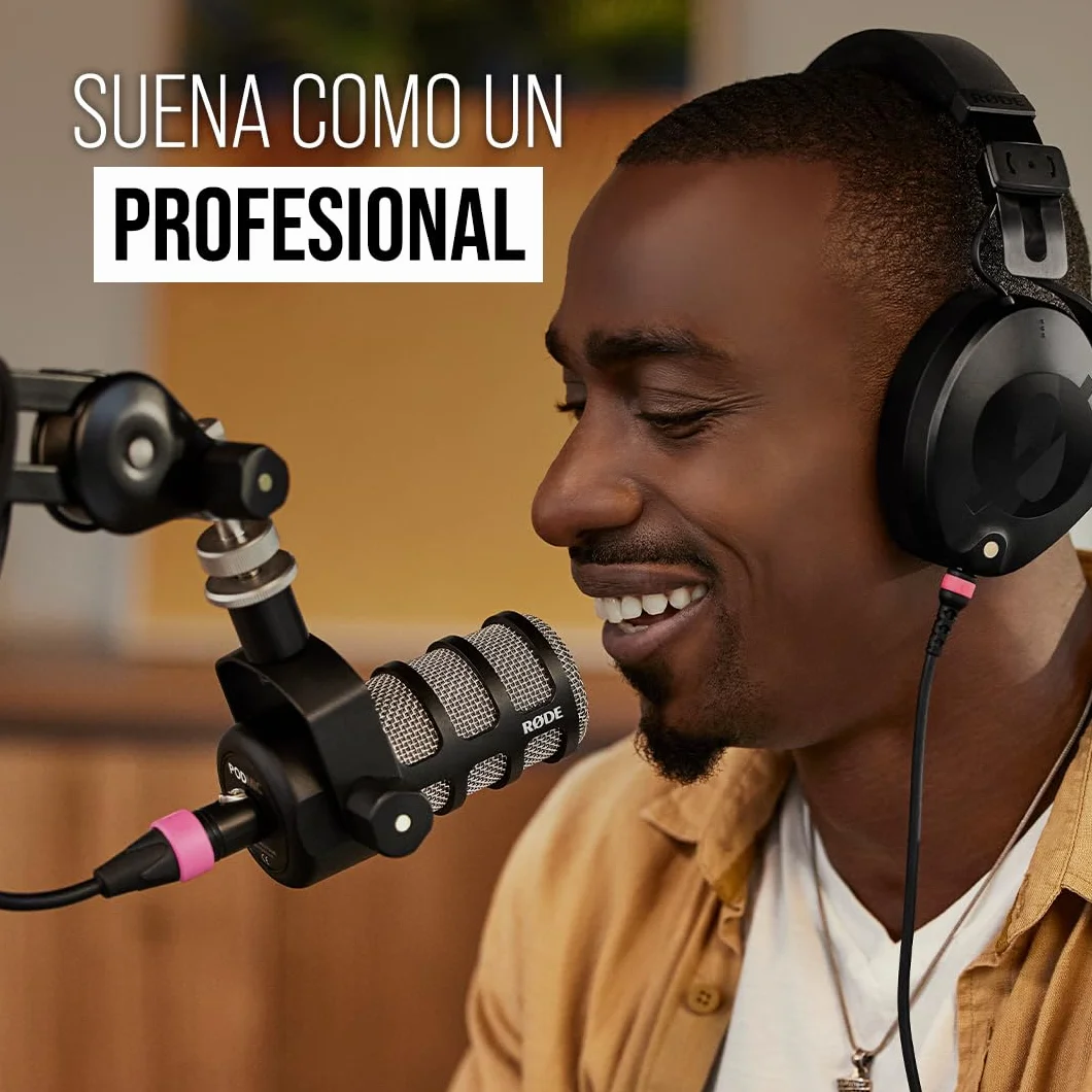 RØDE PodMic Micrófono dinámico de calidad de radiodifusión con soporte giratorio integrado para podcasting, streaming, gaming y grabación de voz, XLR (Negro)