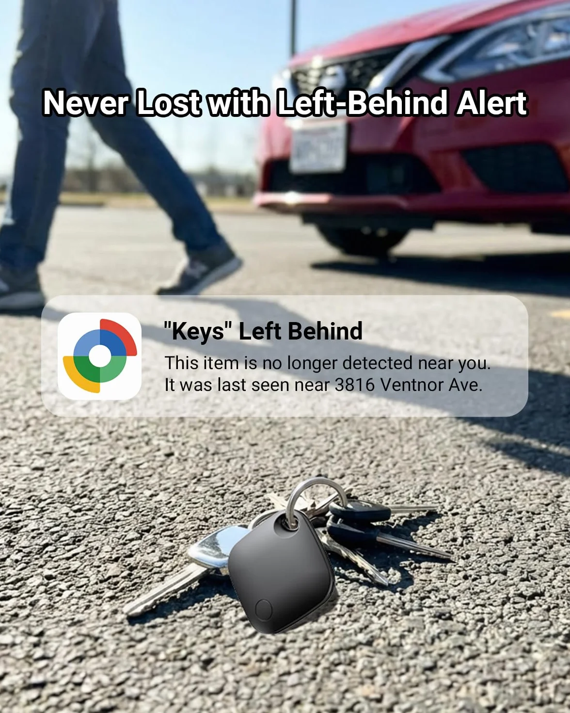 Smart Tag Bluetooth Localizador Llaves Paquete de 4 Android Aplicable Buscar mi Dispositivo Google Smart Finder Equipaje Negro