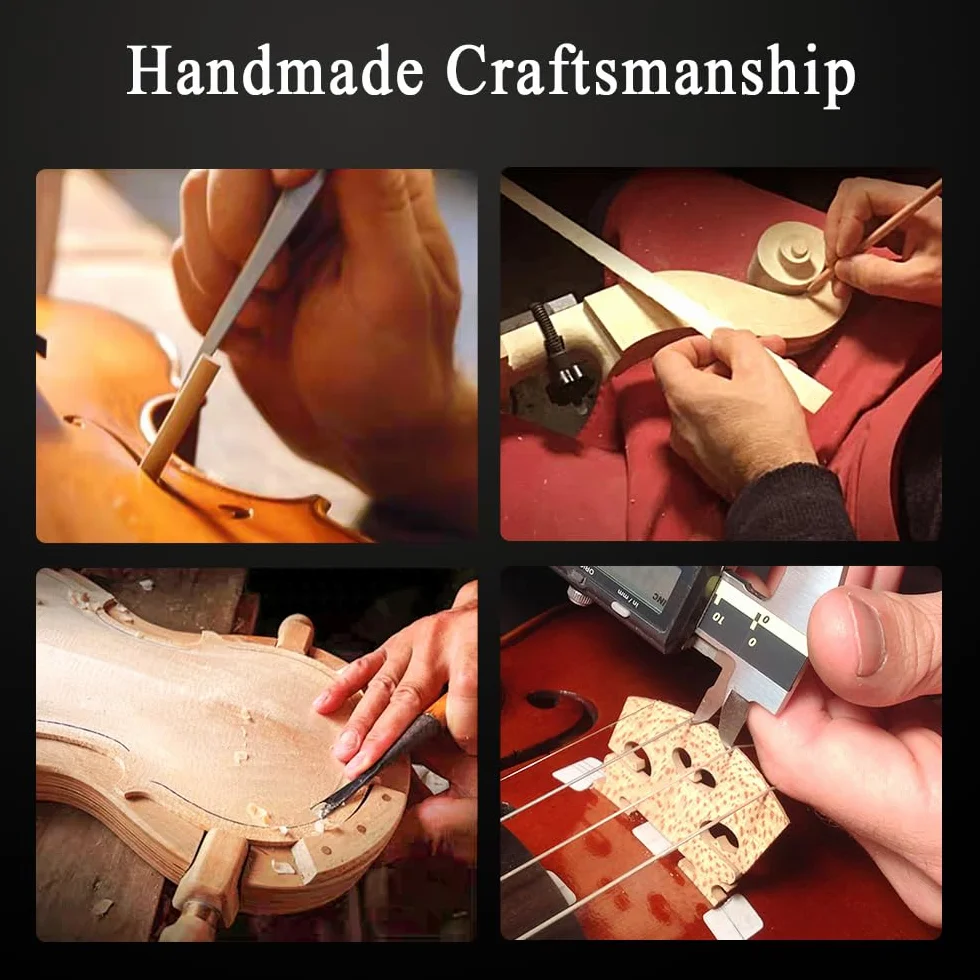 Violín 4/4 conjunto completo para principiantes, adultos, estudiantes, violín de madera maciza de arce y abeto envejecido, accesorios de ébano con estuche rígido, soporte para hombro, arco
