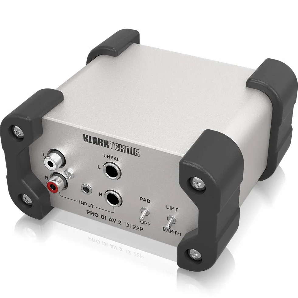 Klark Teknik PRO DI AV 2 DI 22P Caja DI estéreo pasiva con transformadores Midas y rango dinámico extendido