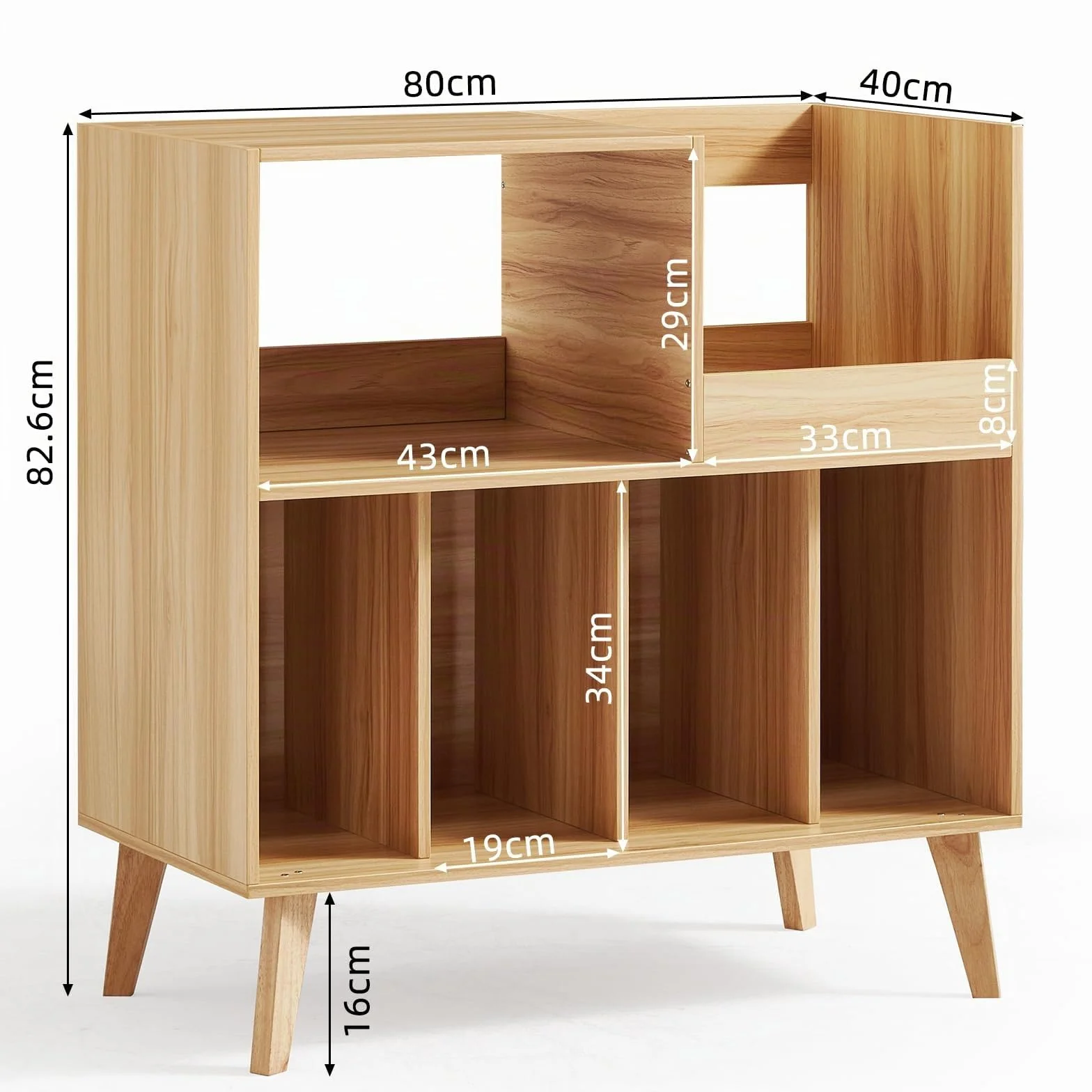 Gran soporte para discos con almacenamiento, soporte para tocadiscos con estante, soporte para discos de vinilo con área de exhibición, soporte para discos para hasta 300 álbumes, estantería para