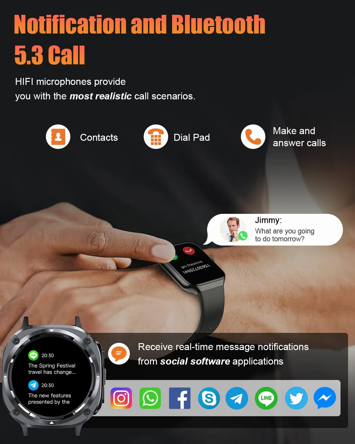 Reloj Inteligente Hombre Militar, 1.45" HD Smartwatch Hombre con Llamadas BT 5.4, 114+ Modos Deportivos, Monitor de Sueño/Podómetro/Pulsómetro, IP68 Impermeable Pulsera Actividad para Android iOS