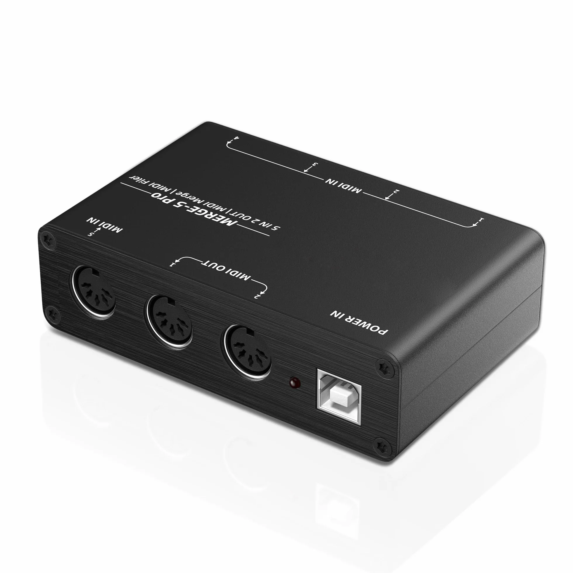 DigitalLife SynkMergeX Series | Caja MIDI Merge Independiente 5-Entradas/2-Salidas, DIN de 5 Pines, Metal – Para Principiantes, Músicos de Estudio y Artistas en Vivo 【M5, 1 pc/pack】