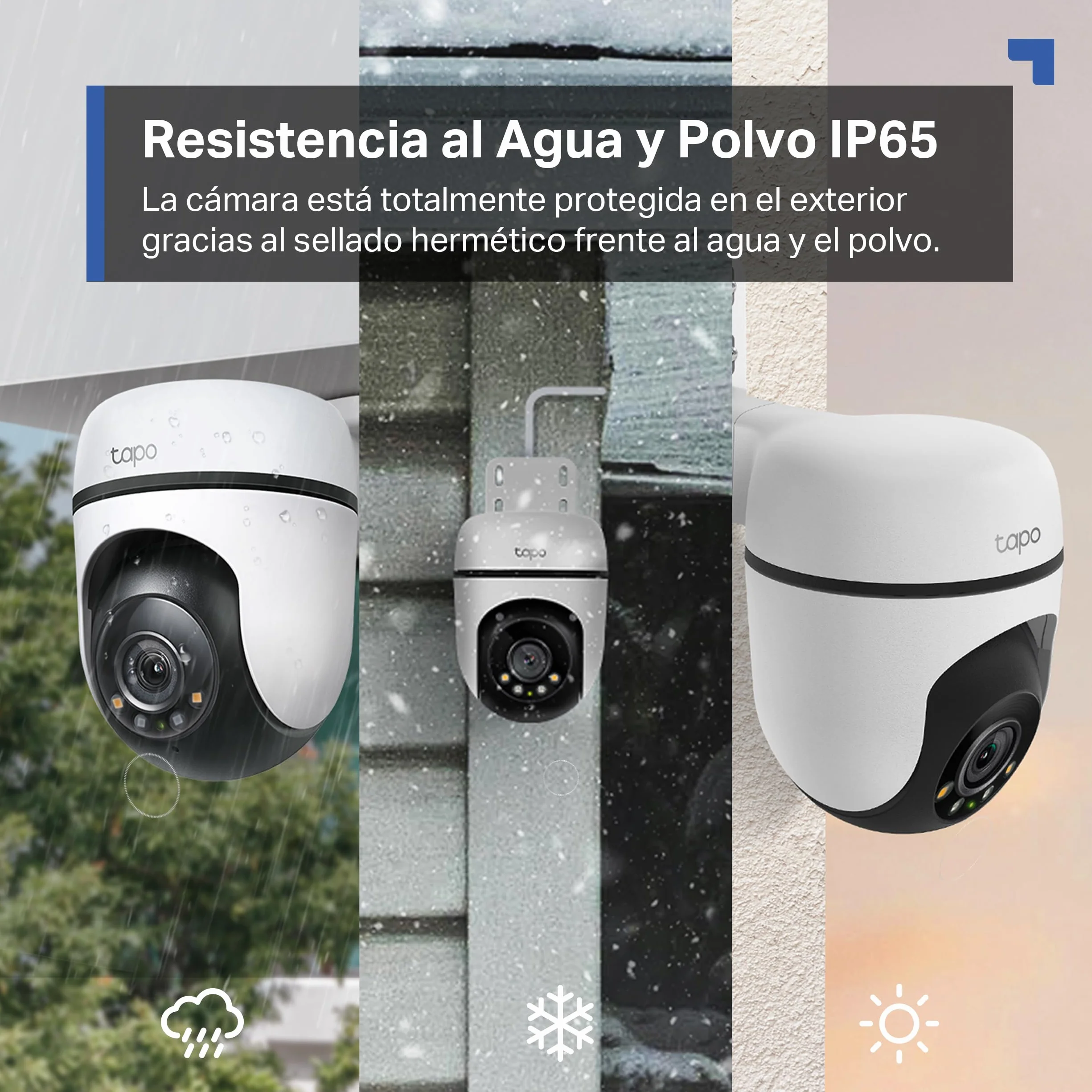 Tapo C51A Cámara de vigilancia Wi-Fi Exteriores 360° Visión Nocturna Color 2K 3MP Detección Personas IA Seguimiento Movimiento IP65