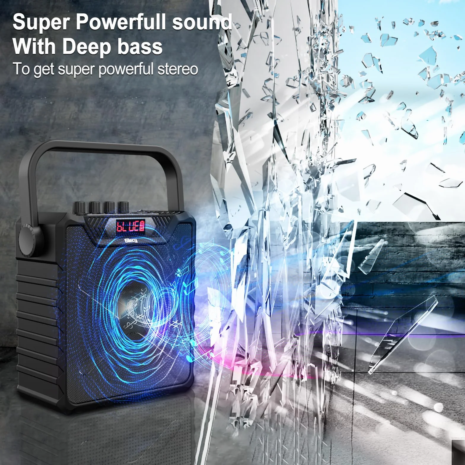 Amplificador de Voz con 2 Micrófonos Inalámbricos UHF, Portátil Altavoz Karaoke con Sistema PA para Fiestas y Altavoz Bluetooth con Bass Boost