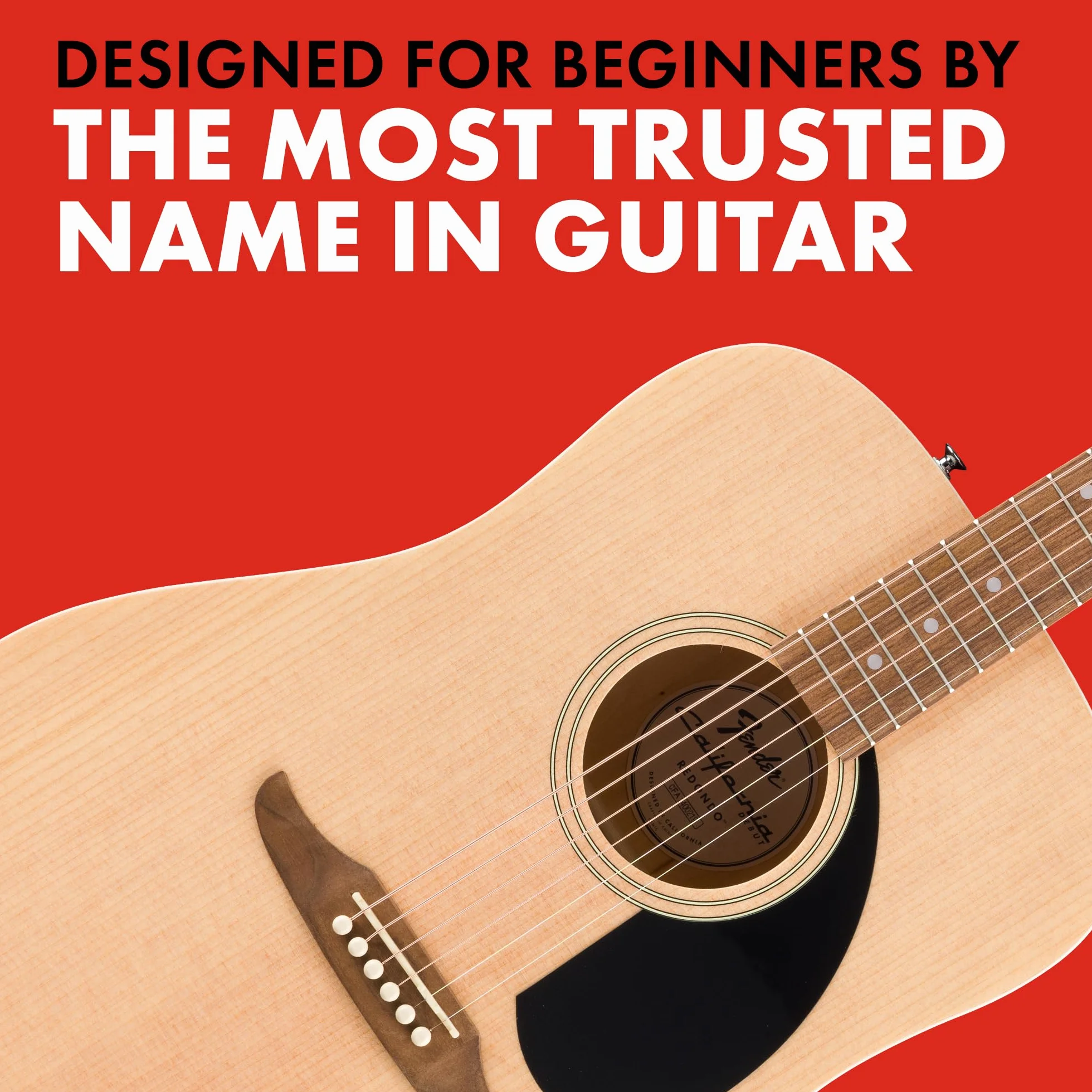 Fender California Debut Redondo Dreadnought Acoustic Guitar, Spruce Top, Black Pickguard, Natural
