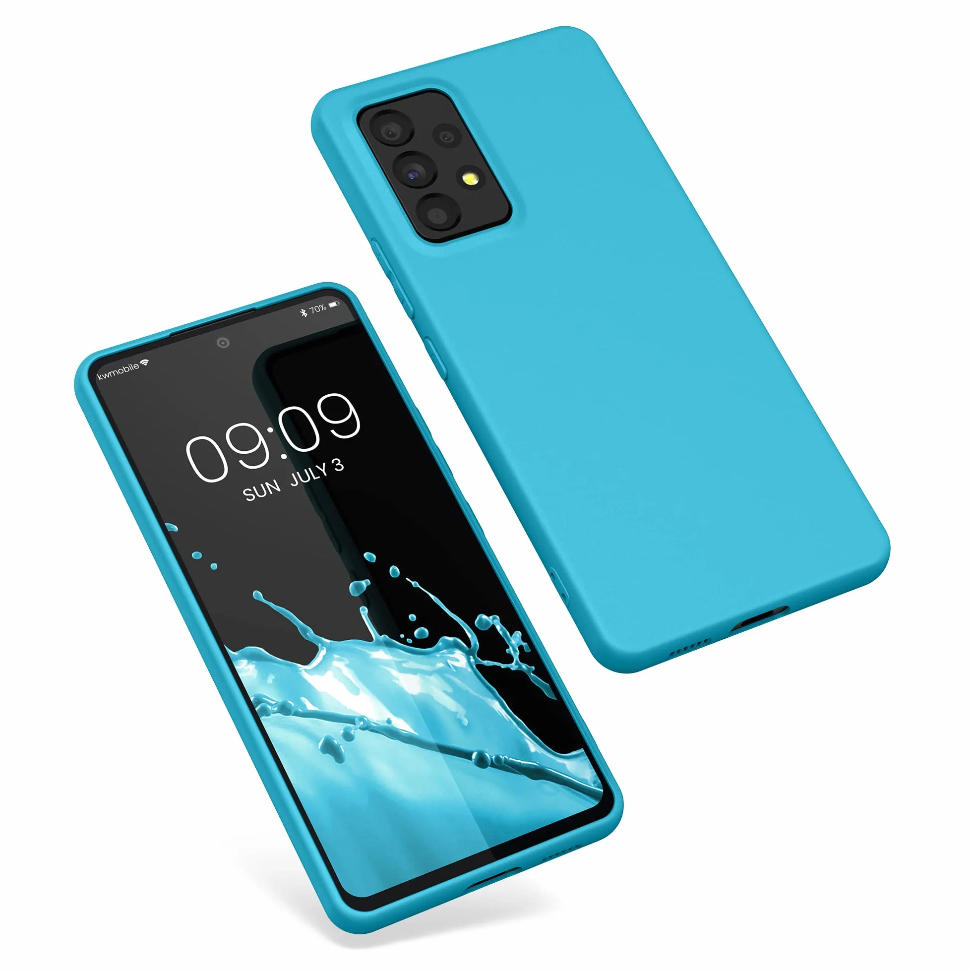 kwmobile Funda Samsung Galaxy A53 5G Carcasa TPU Silicona Ultrafina Bordes elevados Glaciar Cool
