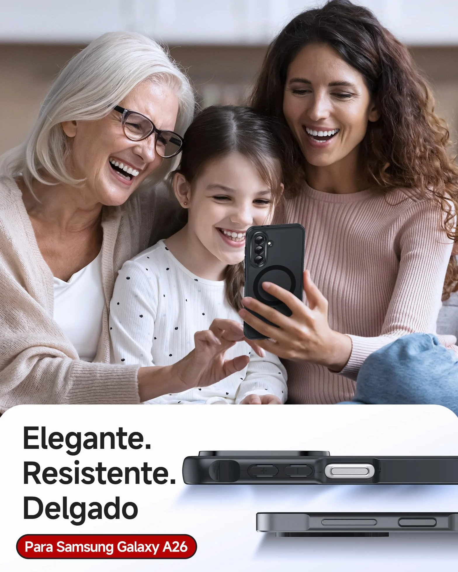 LeYi Funda Magnética para Samsung Galaxy A26 /A 26 5G / 4G, Compatible con MagSafe [2X Protector de Pantalla] Movil Carcasa Antigolpes Helada Translúcida Antihuellas Cuerpo Completo Capa, Negro