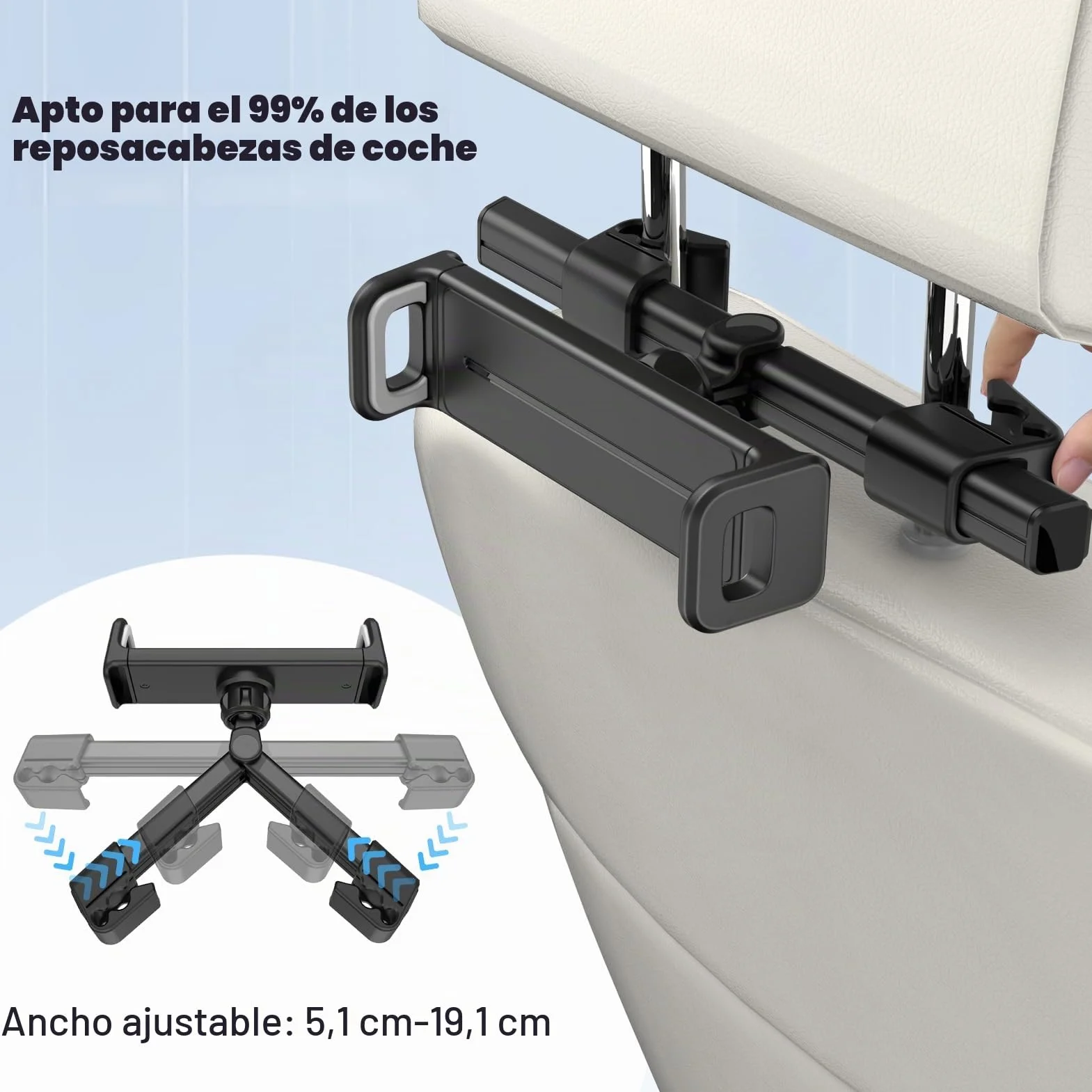 FINTIE Soporte Tablet Coche Universal 6-13"- [360° Giratorio] Soporte Tablet Ajustable para Reposacabezas de Coche para iPad Air/Pro/Mini, Galaxy Tab, Smartphone, Kindle, Fire