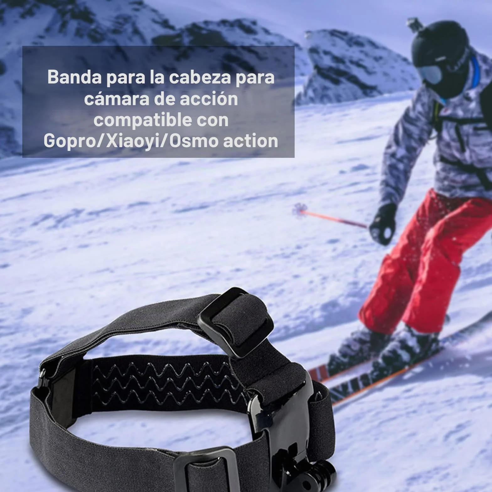 Diadema para Cámara de Acción,Diadema Elástica para Cámara,Correa para la Cabeza de la Cámara de Acción,Cinta de Nylon Ajustable Elástica Correa,Diadema para Cámara,para Cámara Deportiva de Acción,1PC