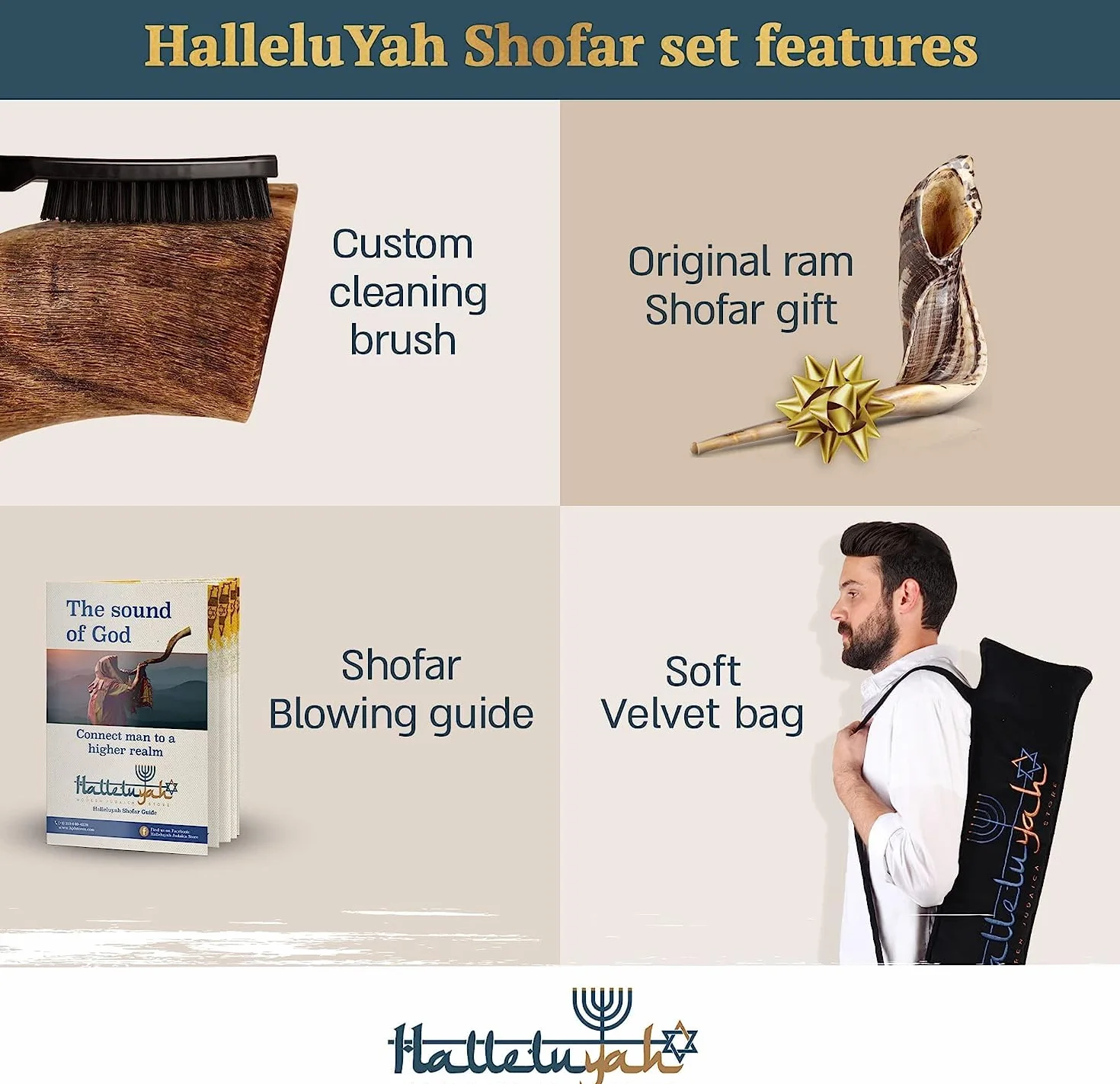 HalleluYAH Shofar kudu yemenita de Israel más cuerno de carnero gratis