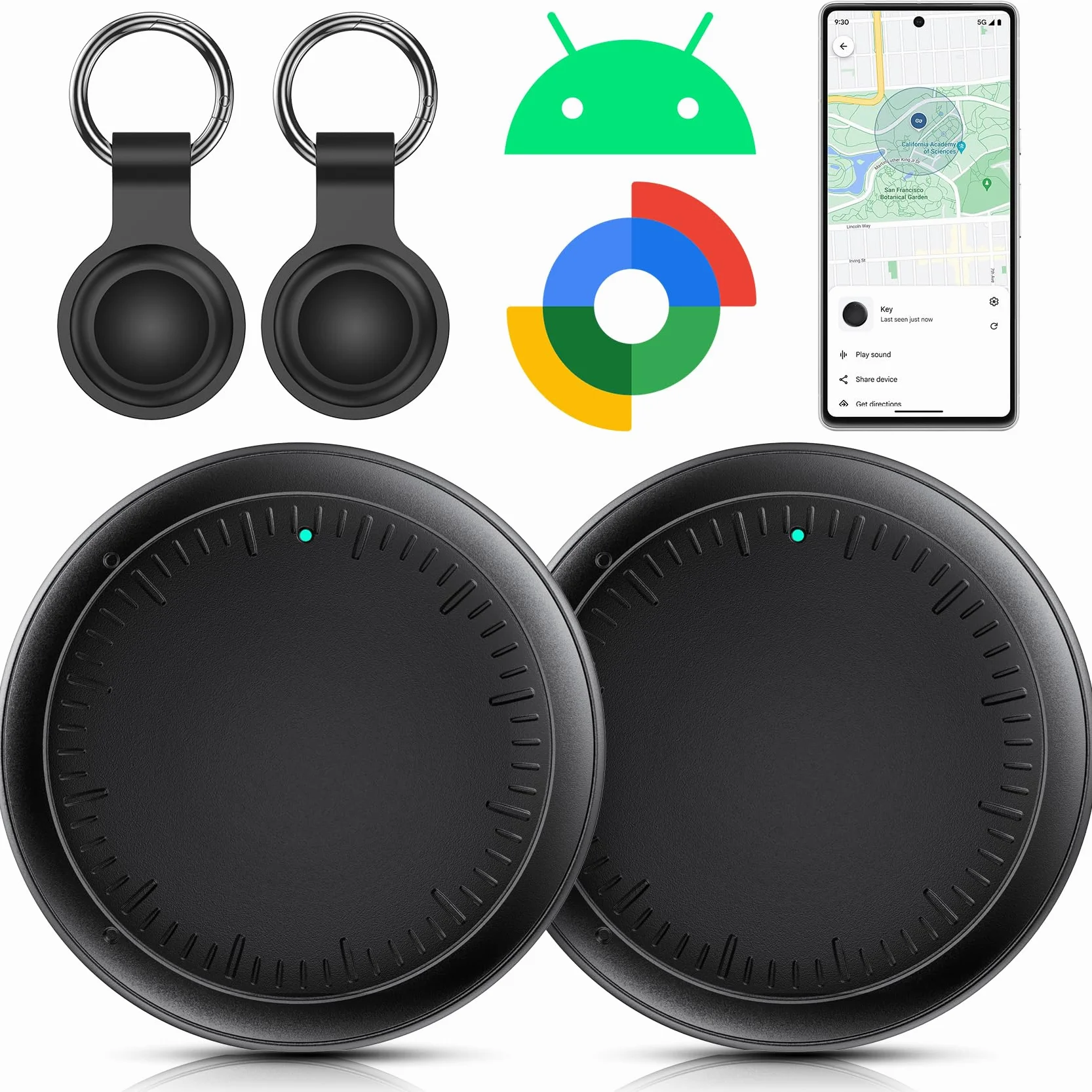 Android Smart Tracker, 2 Pack Air Tracker Buscador de Objetos Bluetooth Funciona con Buscar Google,Smart Tracker Localizador Bluetooth, Rastreador para Llaves, Cartera, Equipaje