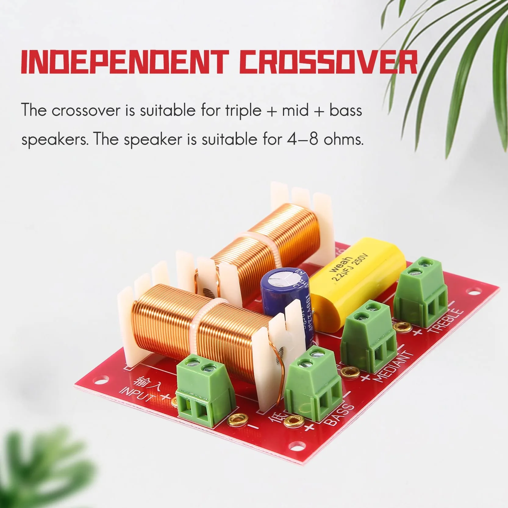 Crossover de Audio 3 Vías 200 W Filtro de Frecuencia Divisor