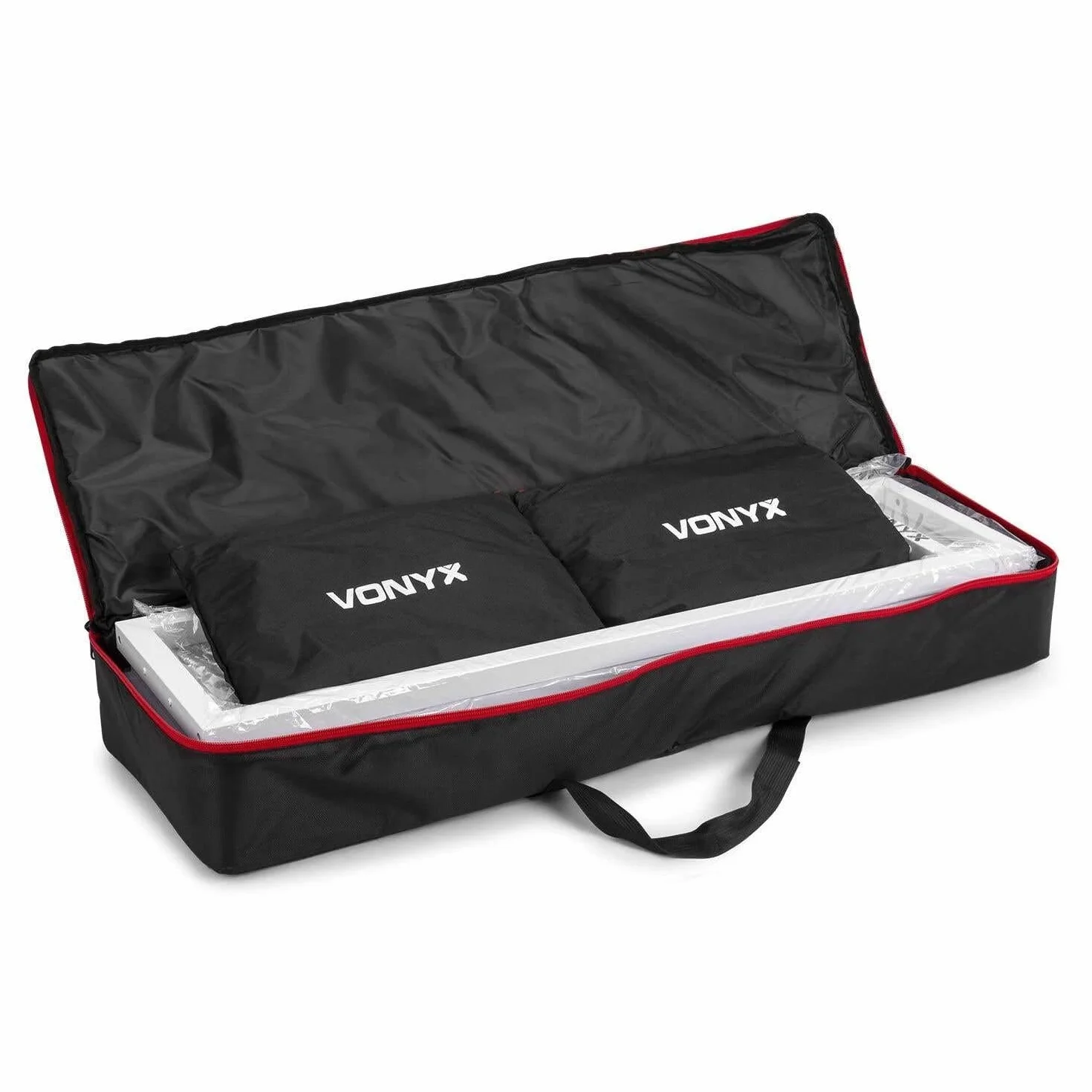 Vonyx DJP165 Soporte Universal para Altavoces - También Adecuado para Efectos de iluminación, Productos, etc. - Incluye Cubierta Blanca y Negra - Altura Regulable