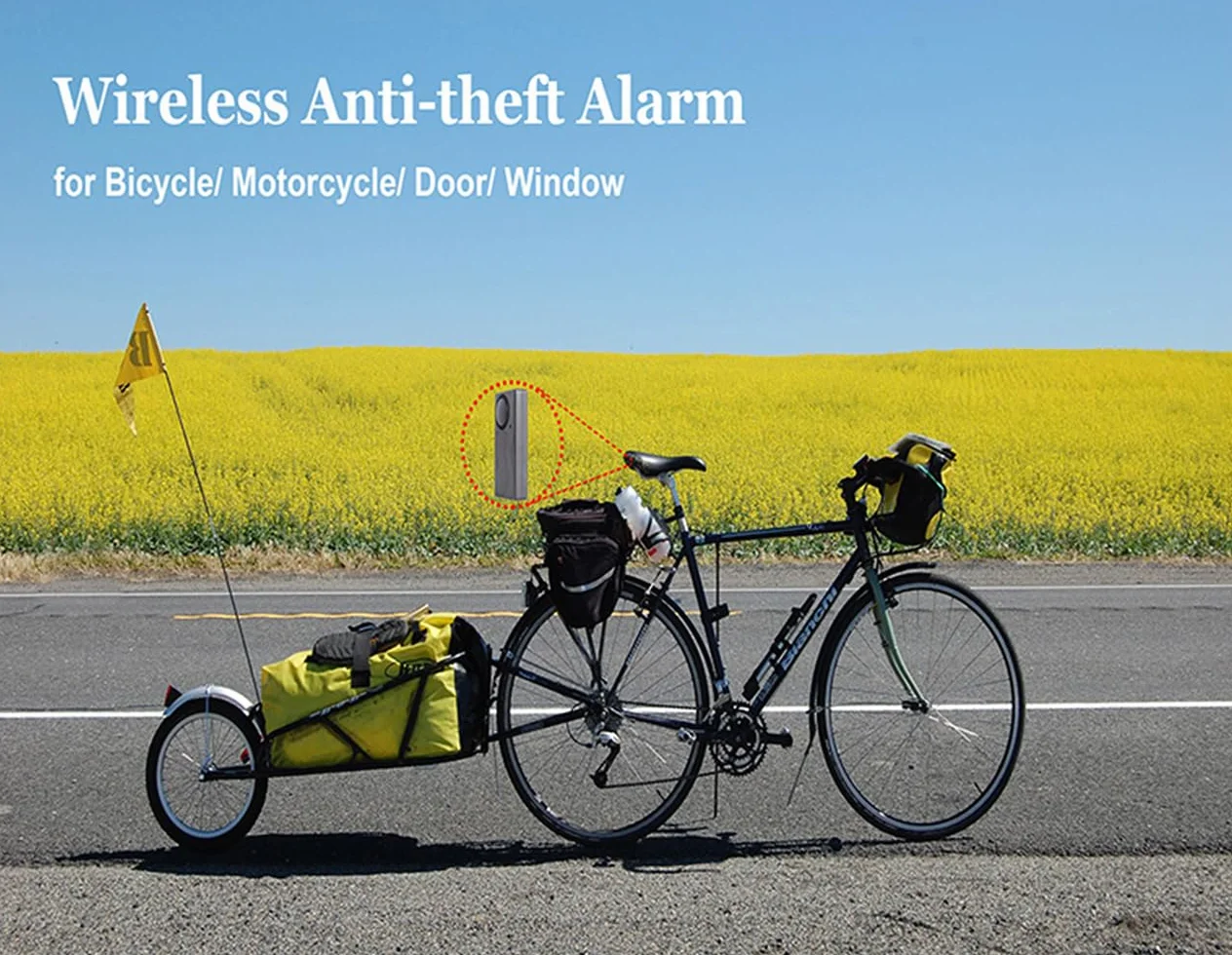 Alarma de Bicicleta Inalámbrica Sensor de Movimiento de Vibración con Control Remoto Antirrobo Ladrón para Bicicleta E-Bike Motocicleta Scooter Carrito Remolque Equipo 110db Super Loud