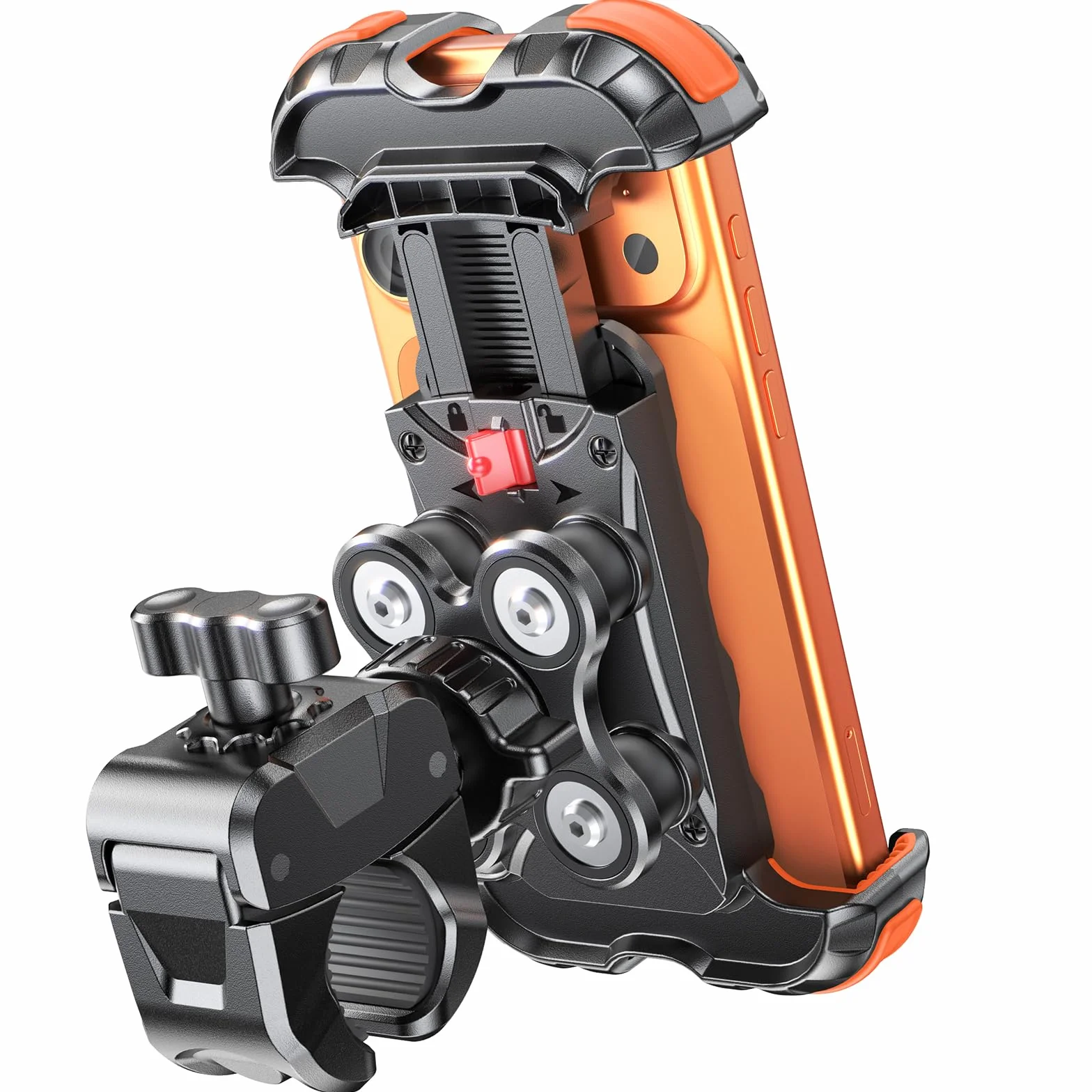 Babacom Soporte Móvil Moto Antivibración 360° Rotación con Amortiguador y Cerradura, para ATV/Scooter, Compatible iPhone 4-6.8"