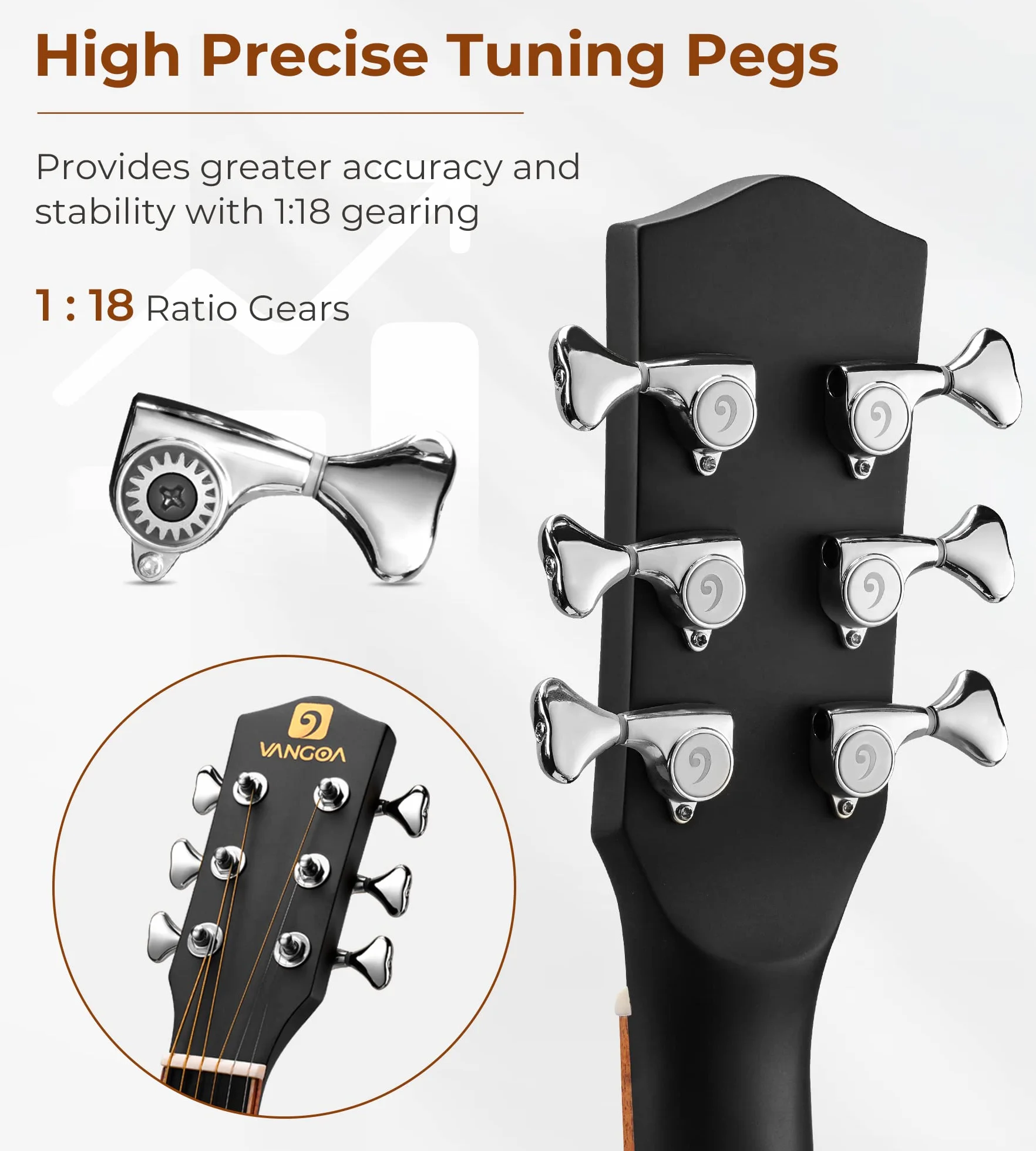 Vangoa 4/4 Guitarra Acústica Corte Tamaño Completo Set Dreadnought 41 pulgadas Folk Acoustic Guitar Kits para Principiante Estudiante Adulto, Negro