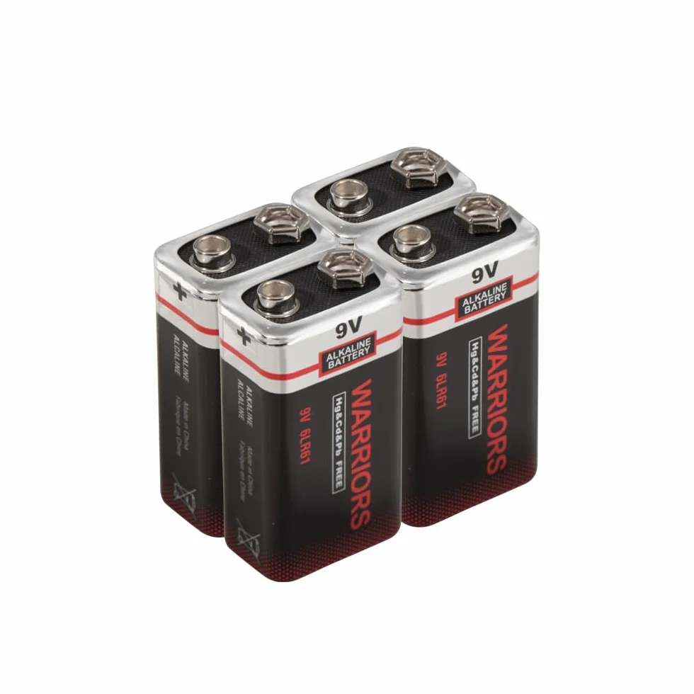 Warriors Batería Alcalina 9V 6LR61 6F22 PP3 MN1604 Larga Duración para Detectores de Humo