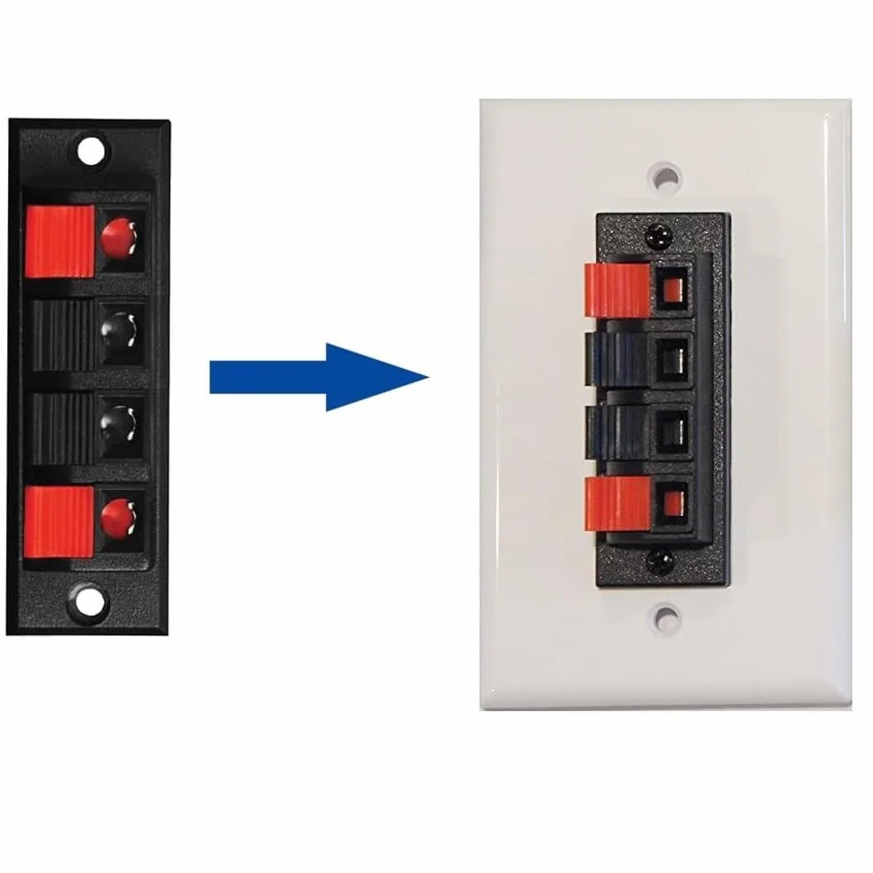 TECHZOCO Bornes para Altavoz, Terminal para Altavoces, Regleta de Bornes, Conexión por Soldadura, ABS, 4 Terminales, 70x24x22 mm