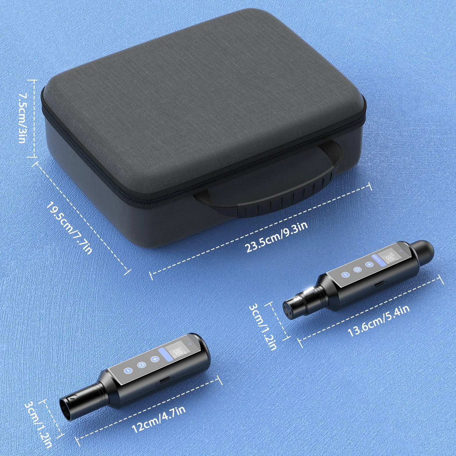 Controlador DMX inalámbrico con caja, DMX512 transmisor inalámbrico /3 receptores, receptor recargable con pantalla táctil, Uso continuo durante 20 horas