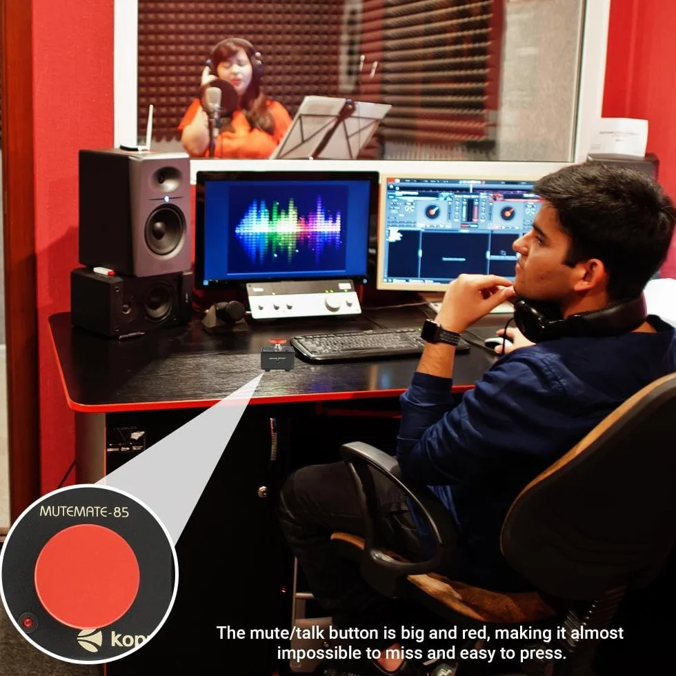 Momentary Microphone Mute/Talk Button – Push-to-Talk or Push-to-Mute, LED Indicator,XLR in/out, Desktop or Footswitch Use, for Dynamic & Condenser Mics for Podcast, Online Meetings, Live Events