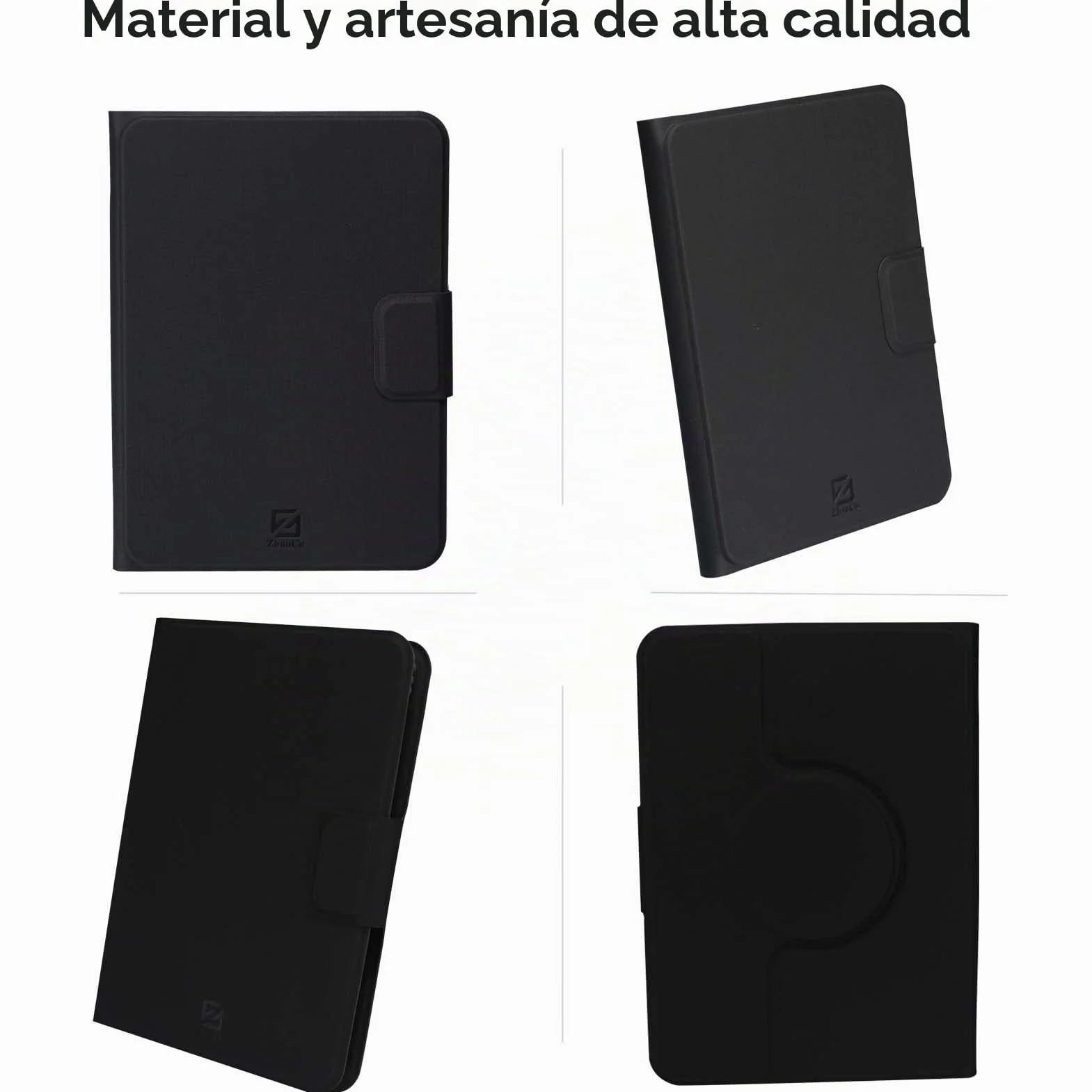Funda Universal Desmontable para 6'' Kindle 2024/2022, Kobo Nia/Clara 2E/Clara HD, Cubierta de Protección Múltiples Ángulos de Visión - Negro
