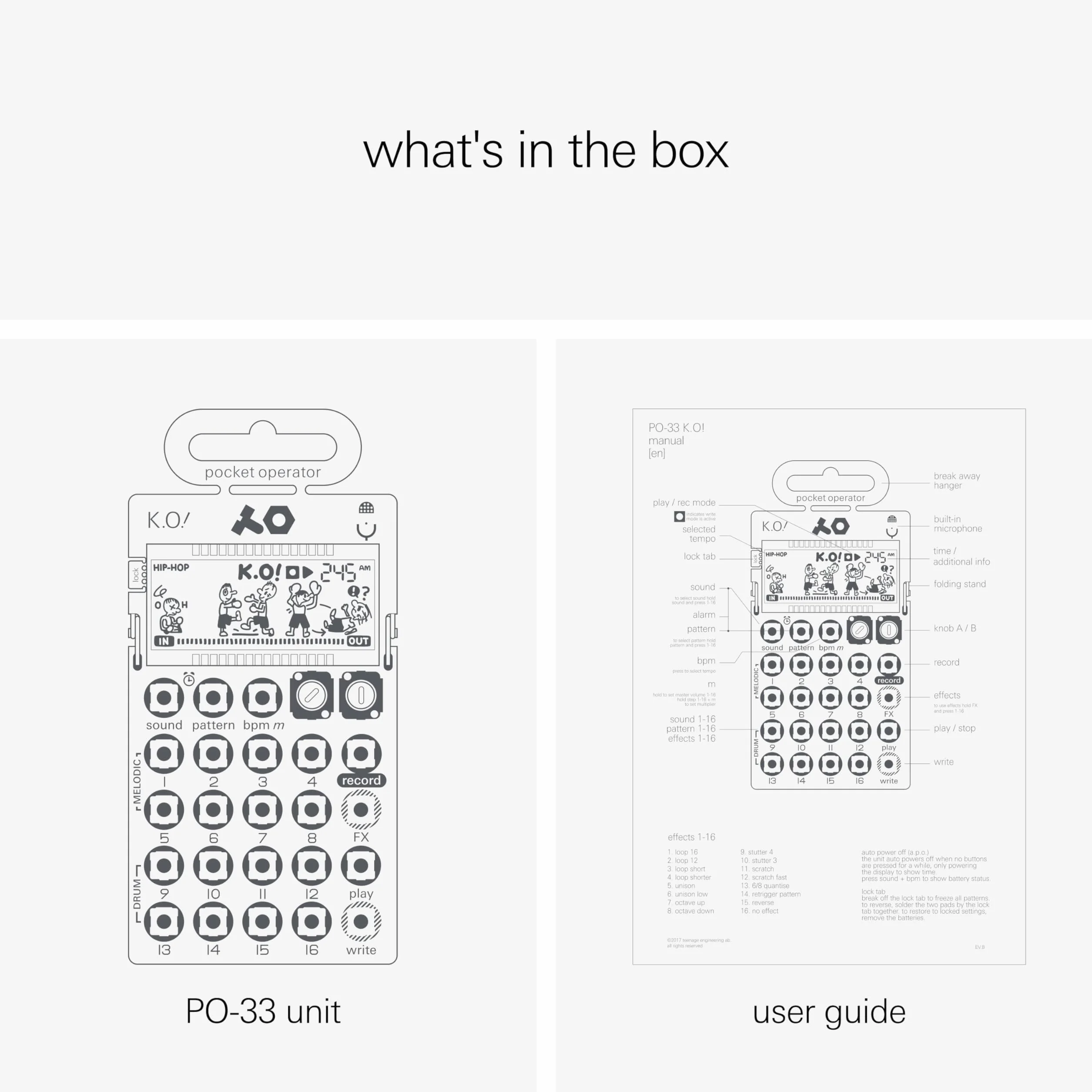 Teenage Engineering PO-33 K.O Caja de ritmos y Sampler