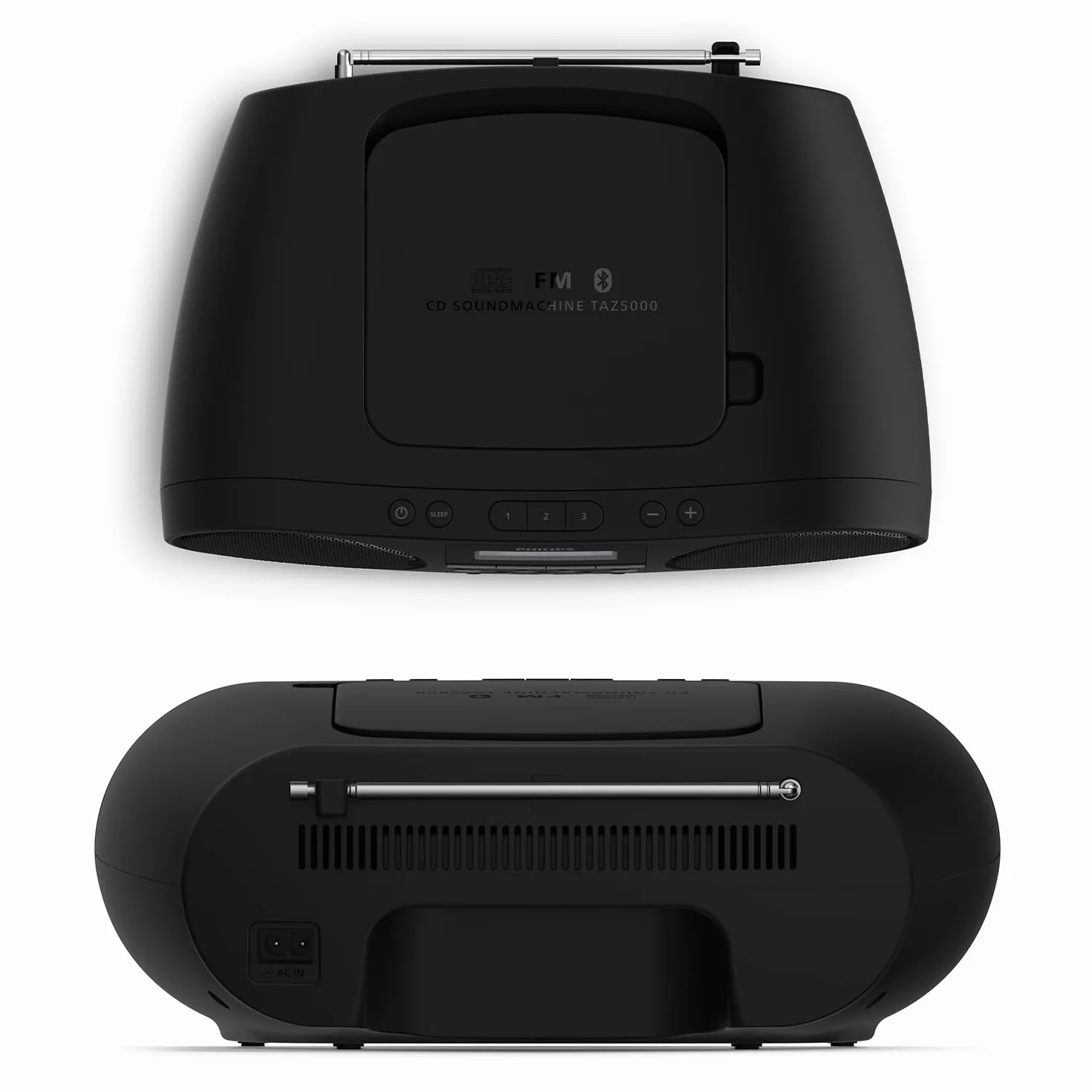 Philips TAZ5000 Reproductor CD Todo-en-1 con Radio FM, Bluetooth 5.4, USB, Graves dinámicos, Materiales reciclados