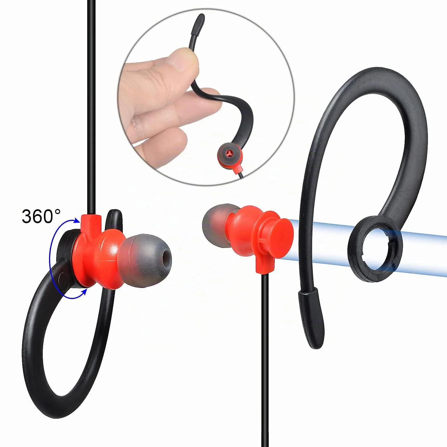 Auricular de Radio Ligero en Forma de G Compatible con retevis Baofeng Kenwood RT24 UV5R TK250 TK320 Walkie Talkie (Rojo, 1 Pack)