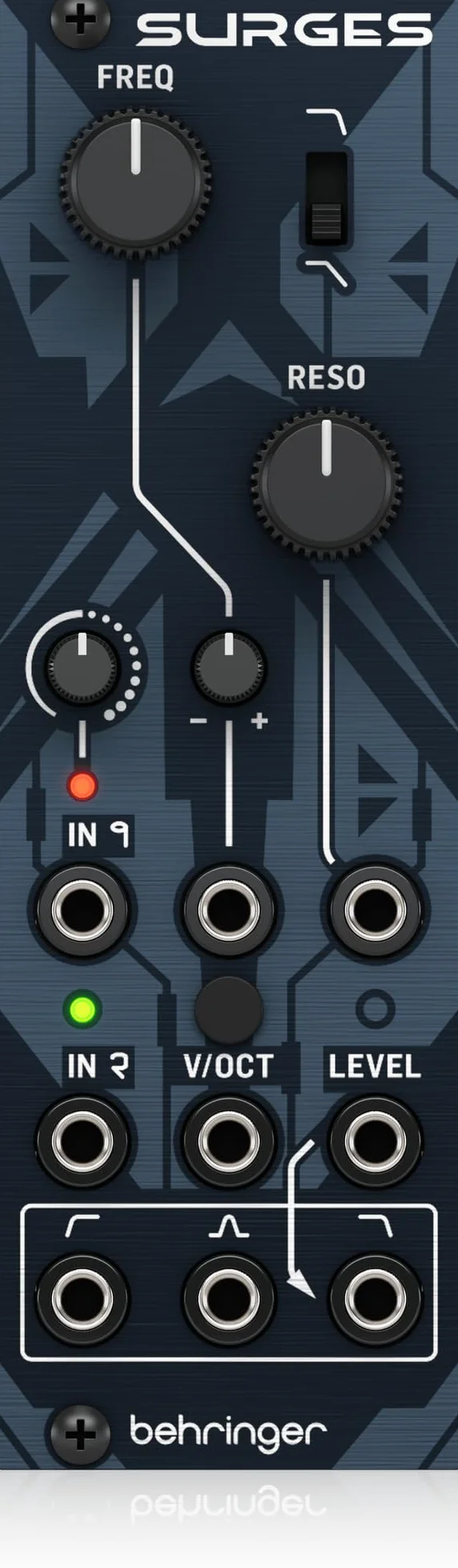 Behringer SURGES Filtro Multi-Modal para Sintetizador Eurorack, 12dB/Oct, Sonido Retro, Control CV, Ideal para Música y Diseño de Sonido