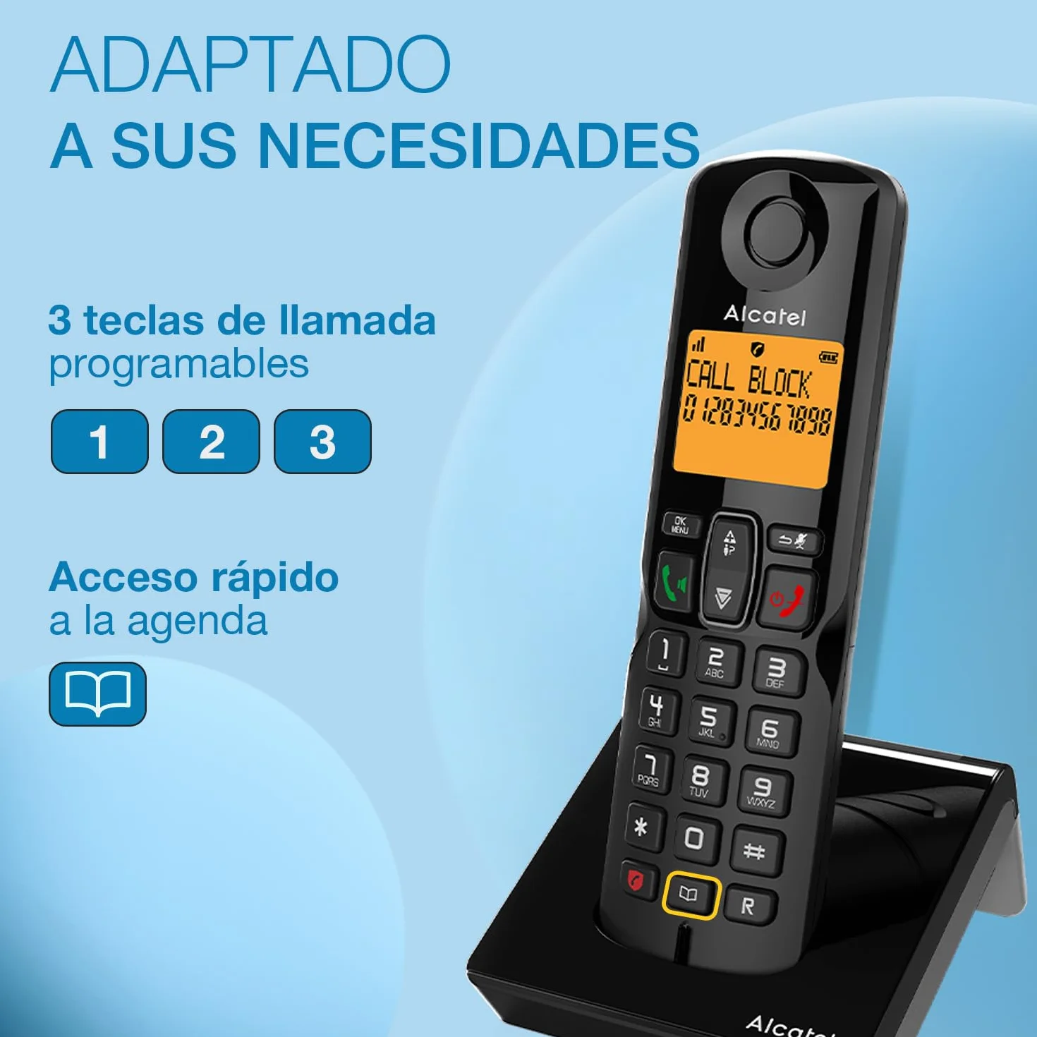 ALCATEL S280 Dúo Teléfono Inalámbrico DECT 2 Terminales Negro