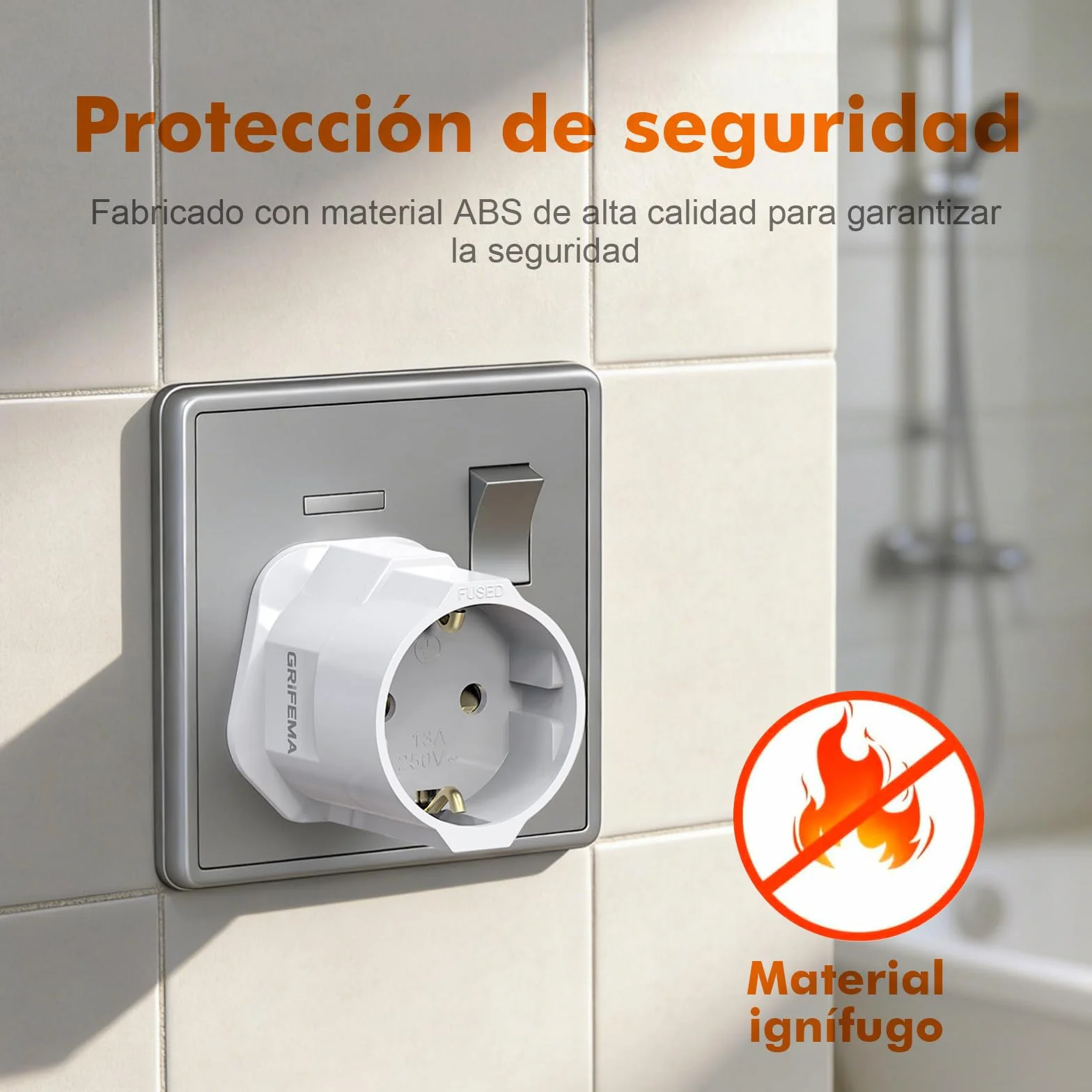 GRIFEMA Adaptador Enchufe UK Tipo G 13A, Convertidor Europeo 2 Pin a UK 3 Pin, Pack de 2