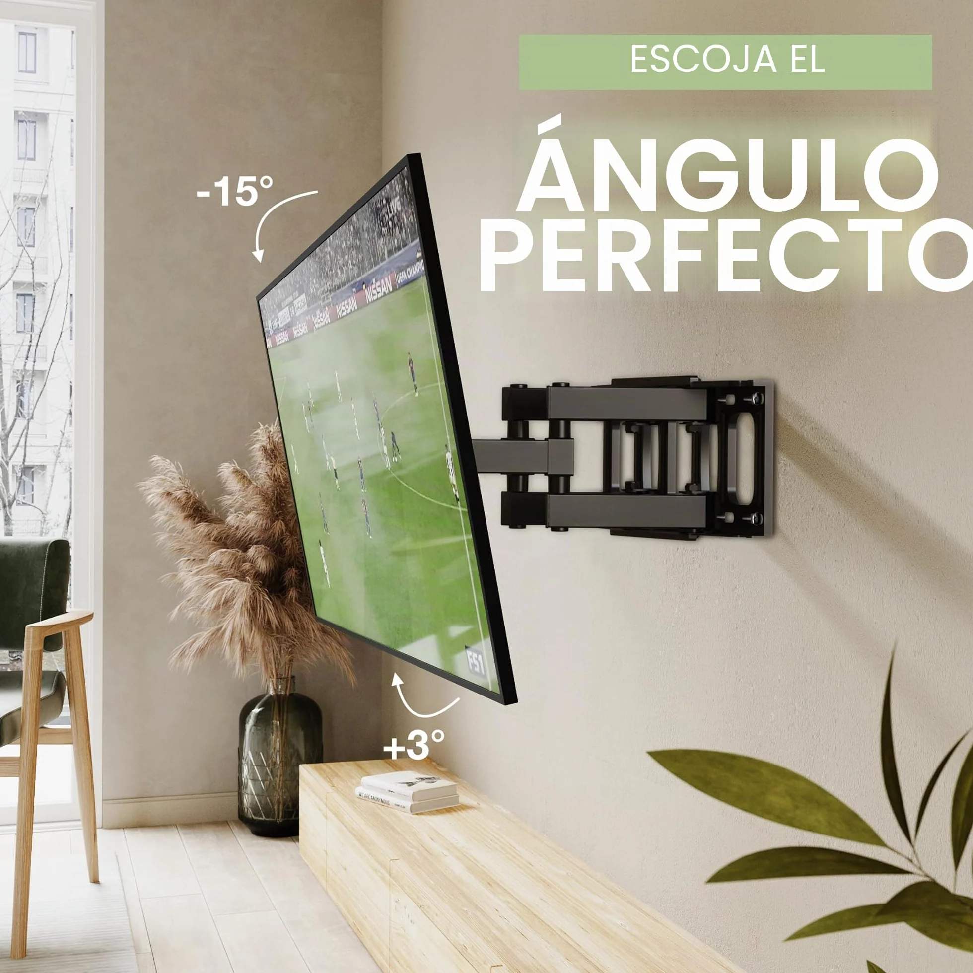 Soporte de Pared para TV 32-65 Pulgadas VESA 400x400mm Inclinación Giratoria 40 kg