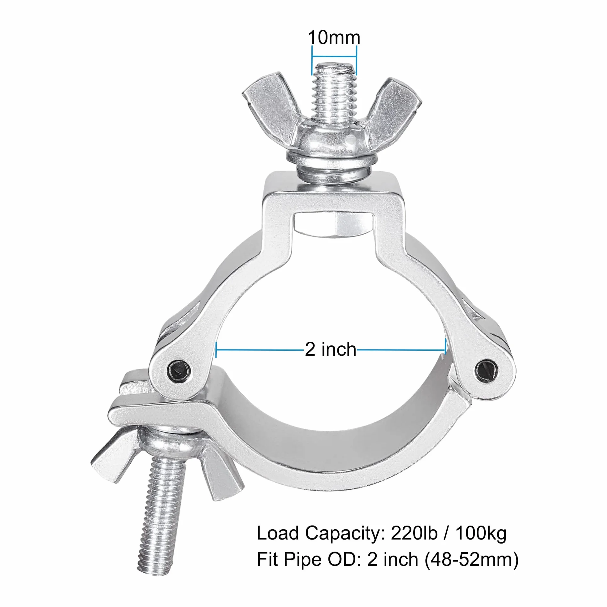 Truss Clamp Abrazadera para Luces de Escenarios, 10PCS Eyeshot Calidad 50mm Truss O Clamps Aluminio con Certificación TUV, 100kg 220lb abrazaderas de iluminación de alta resistencia para 48-52mm Tubo