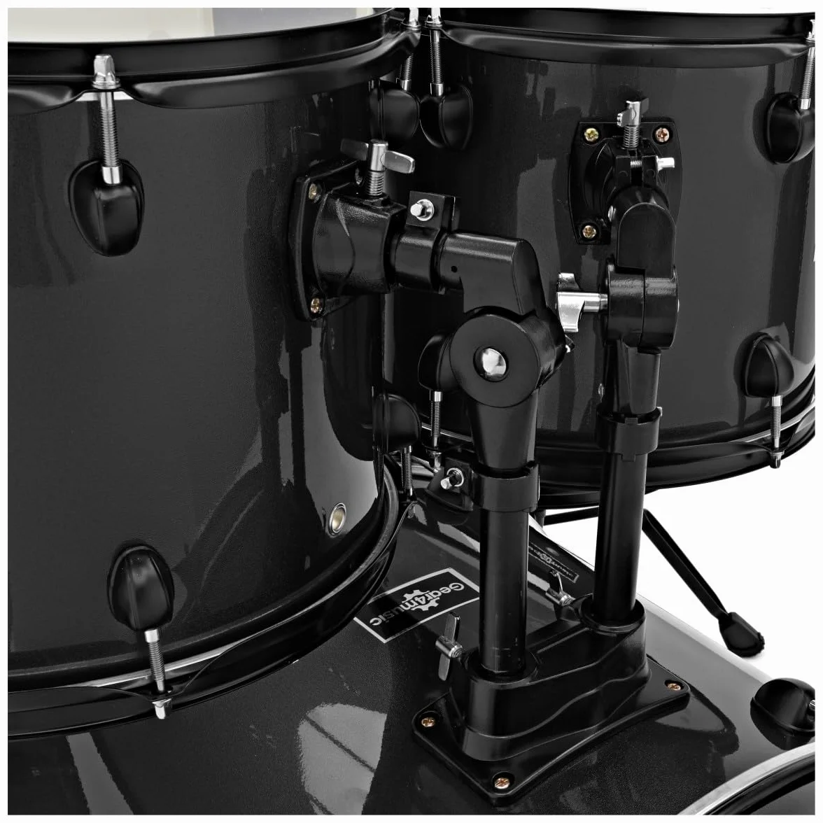 Gear4music BDK-1 Kit de Batería Compacta Completa para Principiantes - Batería Acústica de 5 Piezas, Platillos, Pedal de Bombo, Sillín y Baquetas - Negro