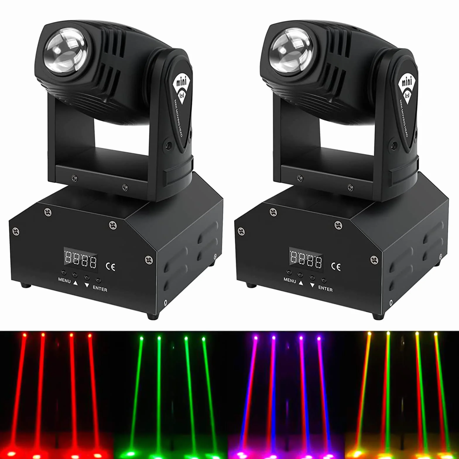UKing 2pcs LED Moving Heads RGBW Beam DMX512 Lighting Effect Small Spotlight 11/13CH Party Light Music Controlled for DJ Disco Club Bar Stage