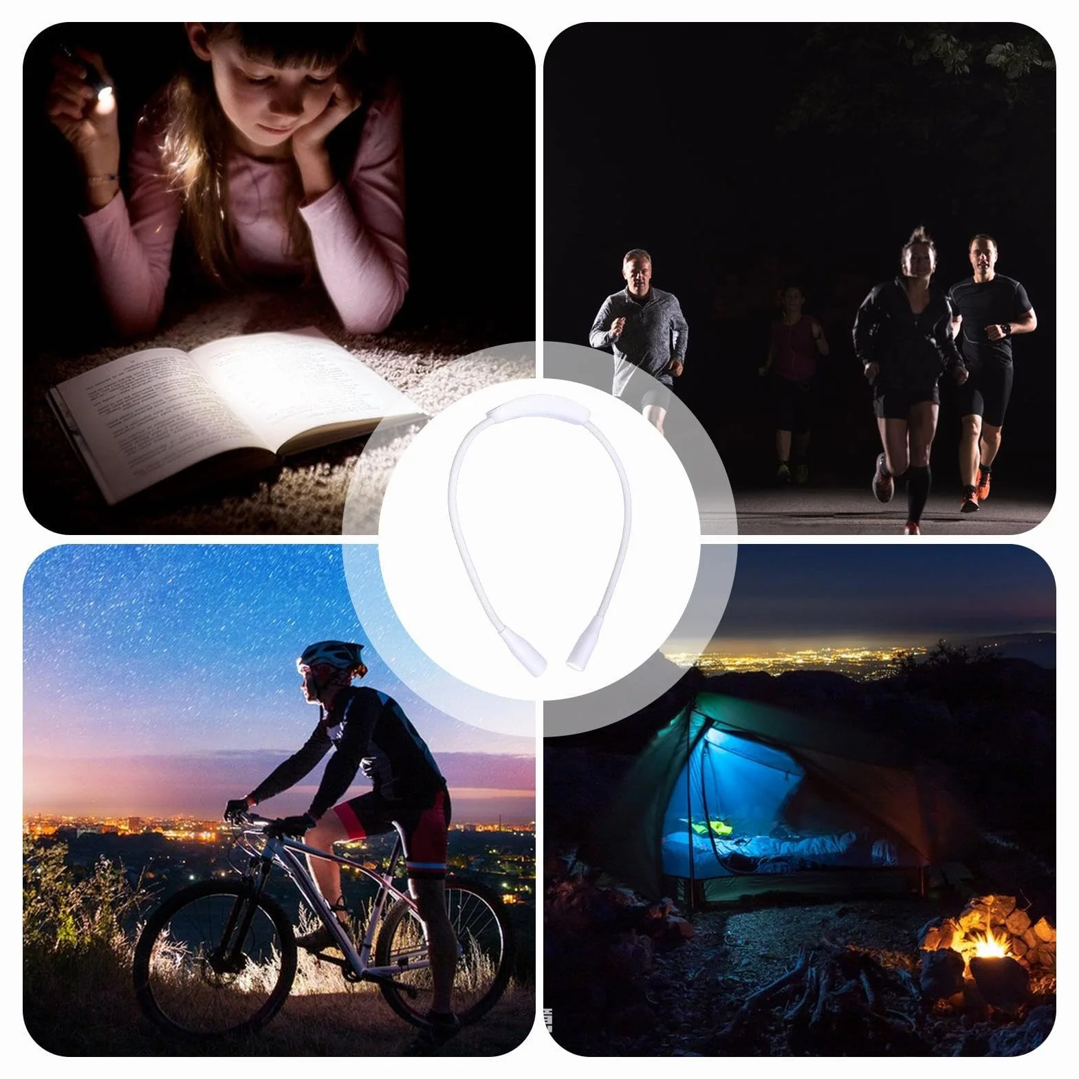 Luz para libros: lámpara recargable por USB, batería de larga duración, diseño de uso cómodo, brazos dobles flexibles, iluminación suave y sin reflejos | Lectura en la cama, sesiones de estudio