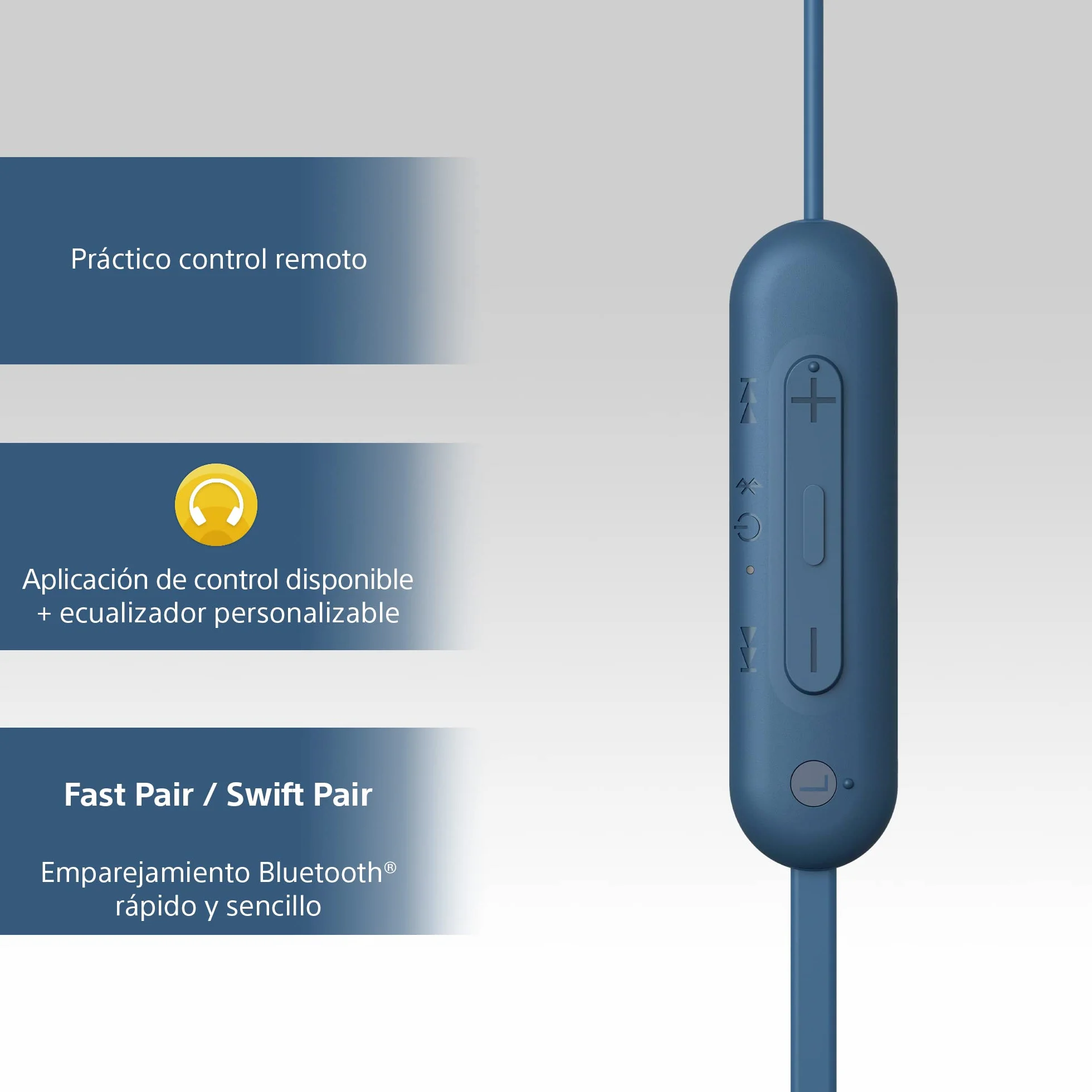 Sony WI-C100 Auriculares Inalámbricos Bluetooth, 25 Horas Batería, Micrófono Incorporado, Azul