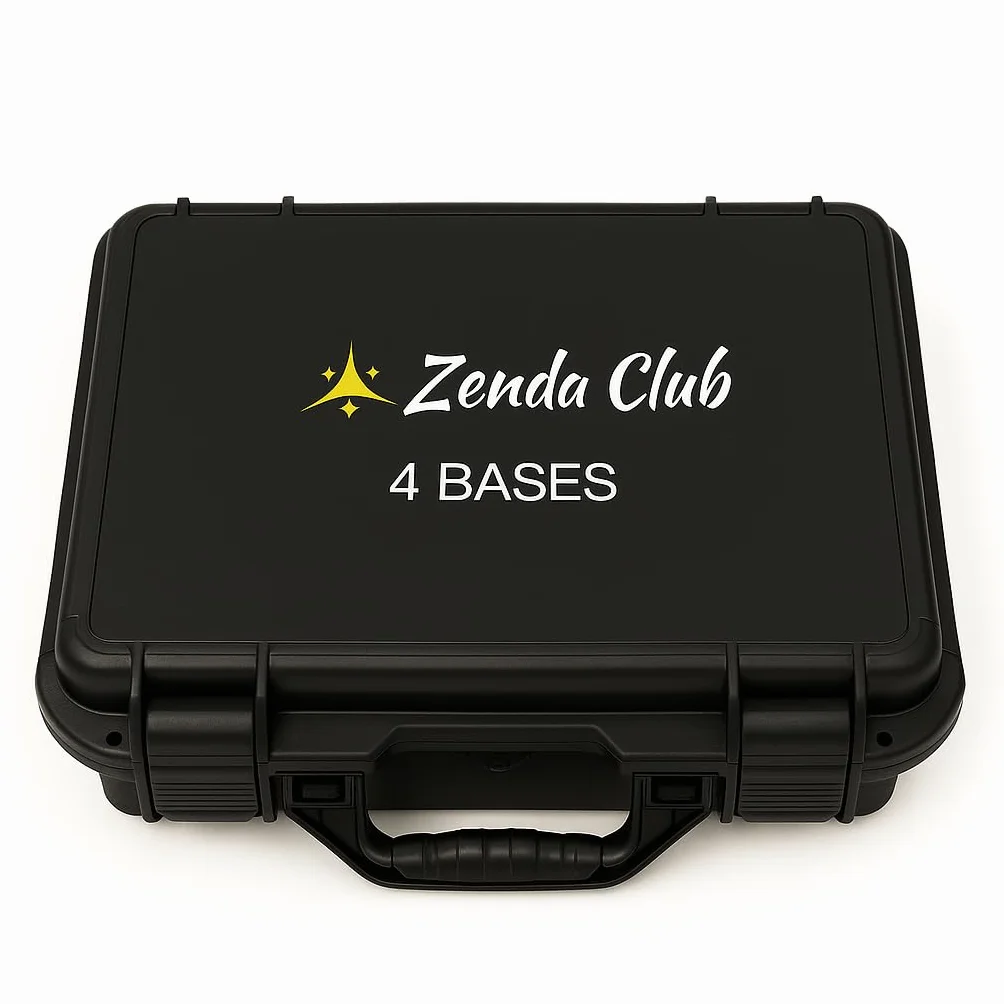 Zenda Club Kit de 4 disparadores de nueva generación - Sistema de tiro para chorros de escenario y fuegos de artificio fríos - Encendido remoto inalámbrico - Maleta + 2 mando a distancia - Seguridad