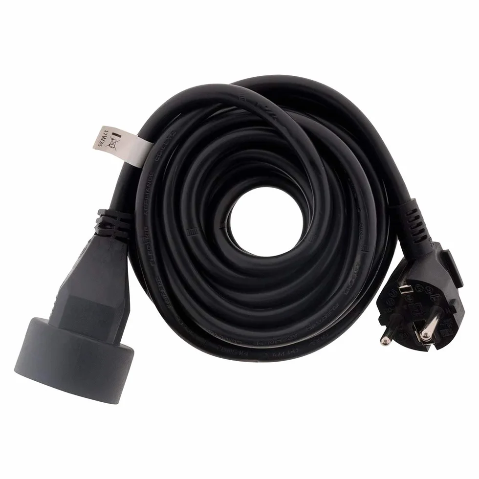 Extensor enchufe Francés Hembra a macho 16 A HO5VV-F 3G1,5 mm² 5 m Negro