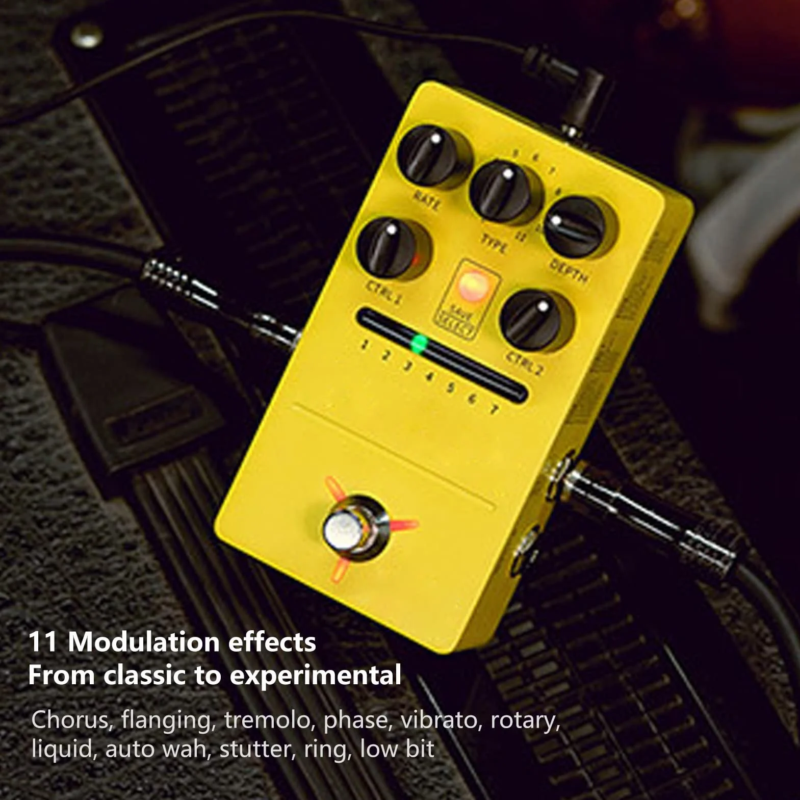 Pedal de Efectos de Guitarra, 11 Efectos de Modulación Pedal Estéreo True Bypass Phase para Guitarra Eléctrica FS05