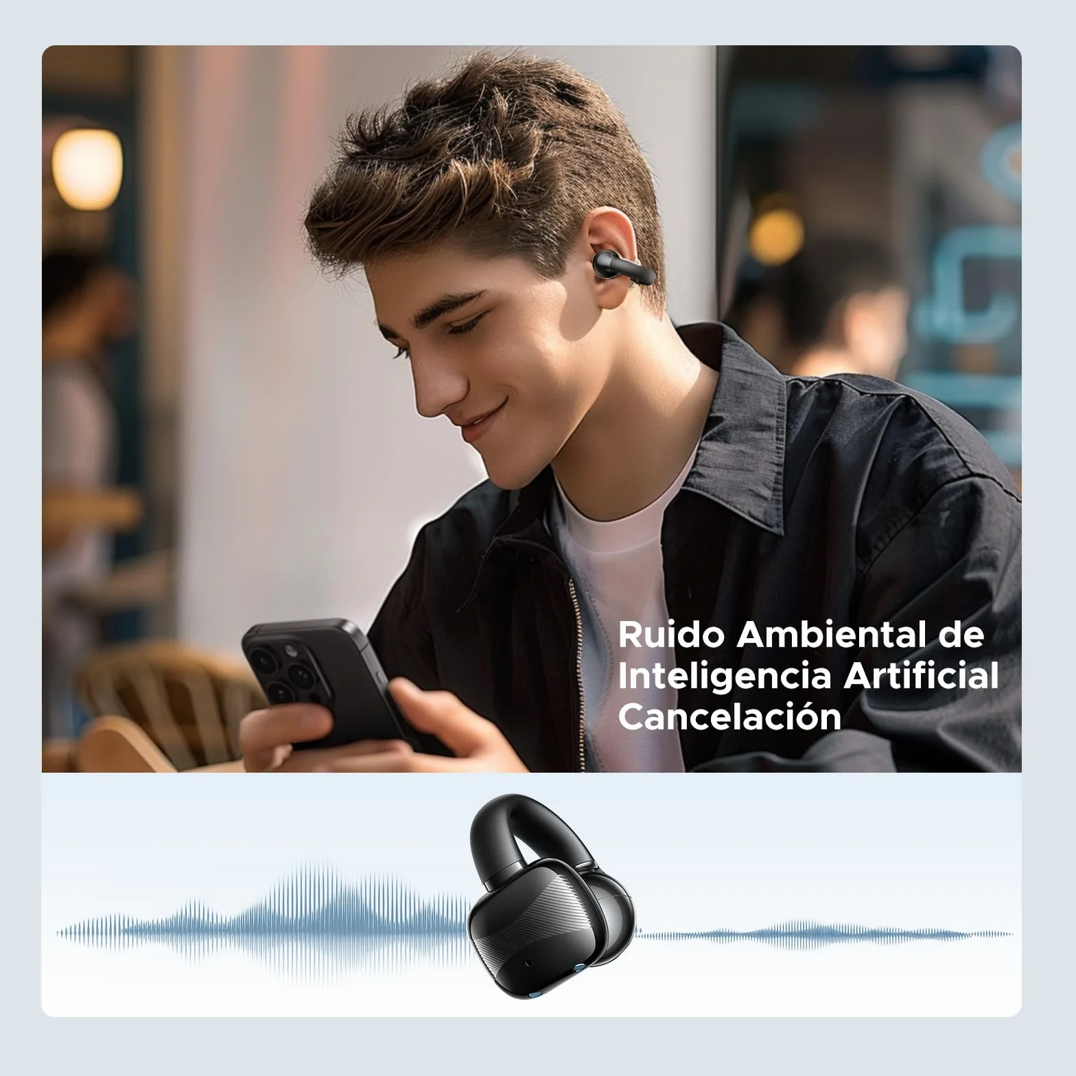 UGREEN HiTune S3 Auriculares Inalámbricos Audifonos Deportivos Auriculares Abiertos con Clip y Cancelación de Ruido ENC 30H de Reproducción Bluetooth 5.4 Carga Rápida USBC HiFi IPX5 Impermeable Negro