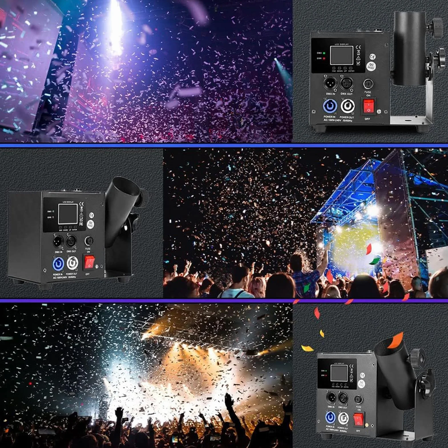 MáQuina De Confeti EléCtrica Profesional, CañóN De Confeti Digital Con Control Dmx Y Mando A Distancia Para Fiestas, Discotecas, Bodas, Escenarios, Conciertos Y Navidad