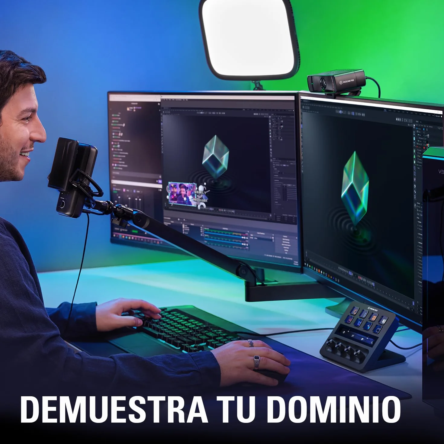 Elgato Stream Deck +, mezclador de audio, controlador de directo y estudio para creación de contenido, streaming, juegos, con banda táctil, diales y teclas LCD personalizables, funciona con Mac y PC