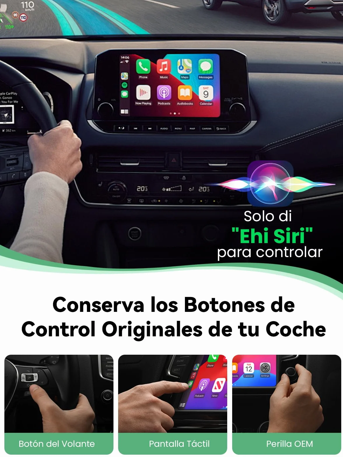 S3 Adaptador Carplay Inalámbrico para iPhone, Convierte Cableado a Inalámbrico, USB A/C Plug and Play, Compatible iOS 10+ y Coches con Car Play Desde 2016