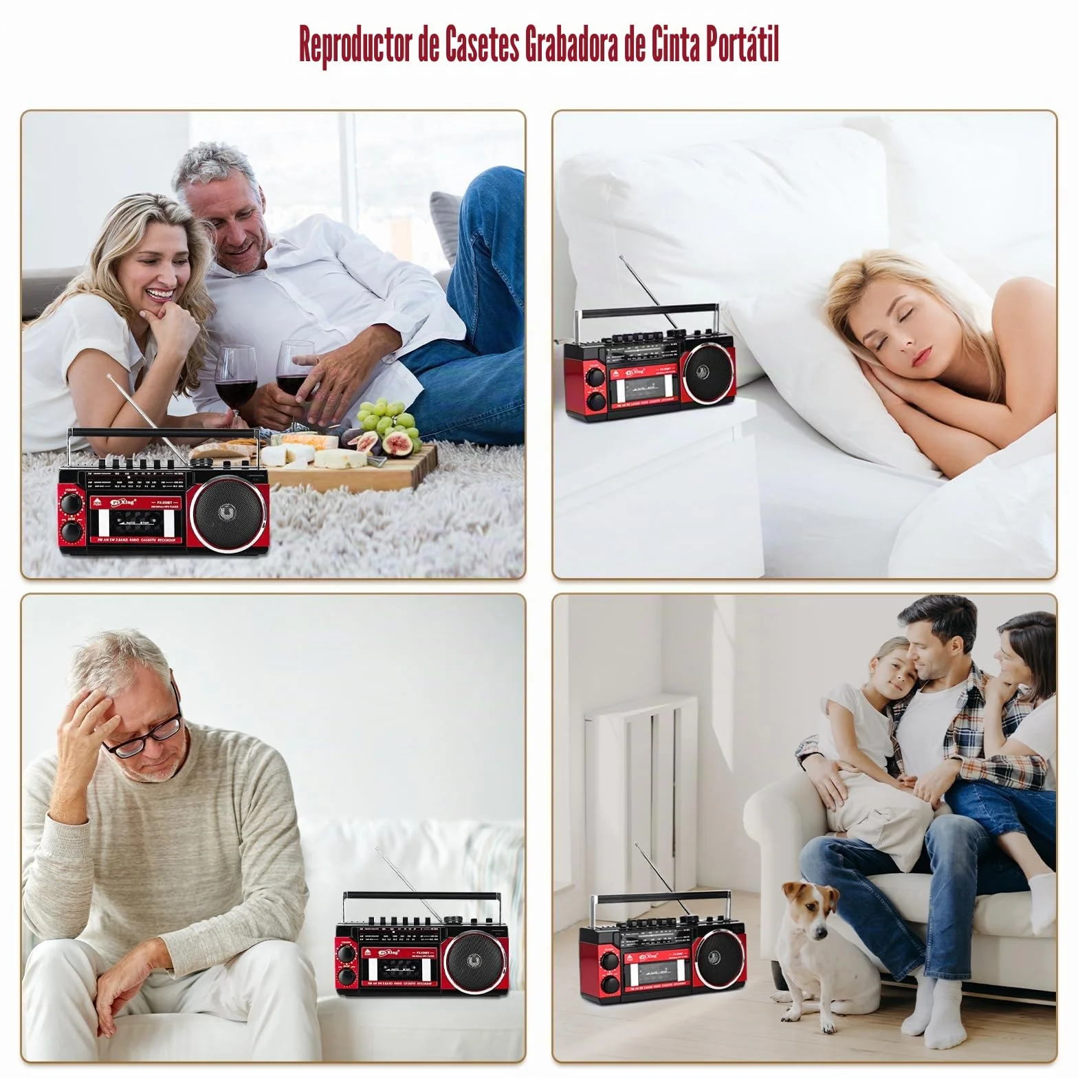 Reproductor de cassette portátil FM/AM/SW Bluetooth Tarjeta Grabación