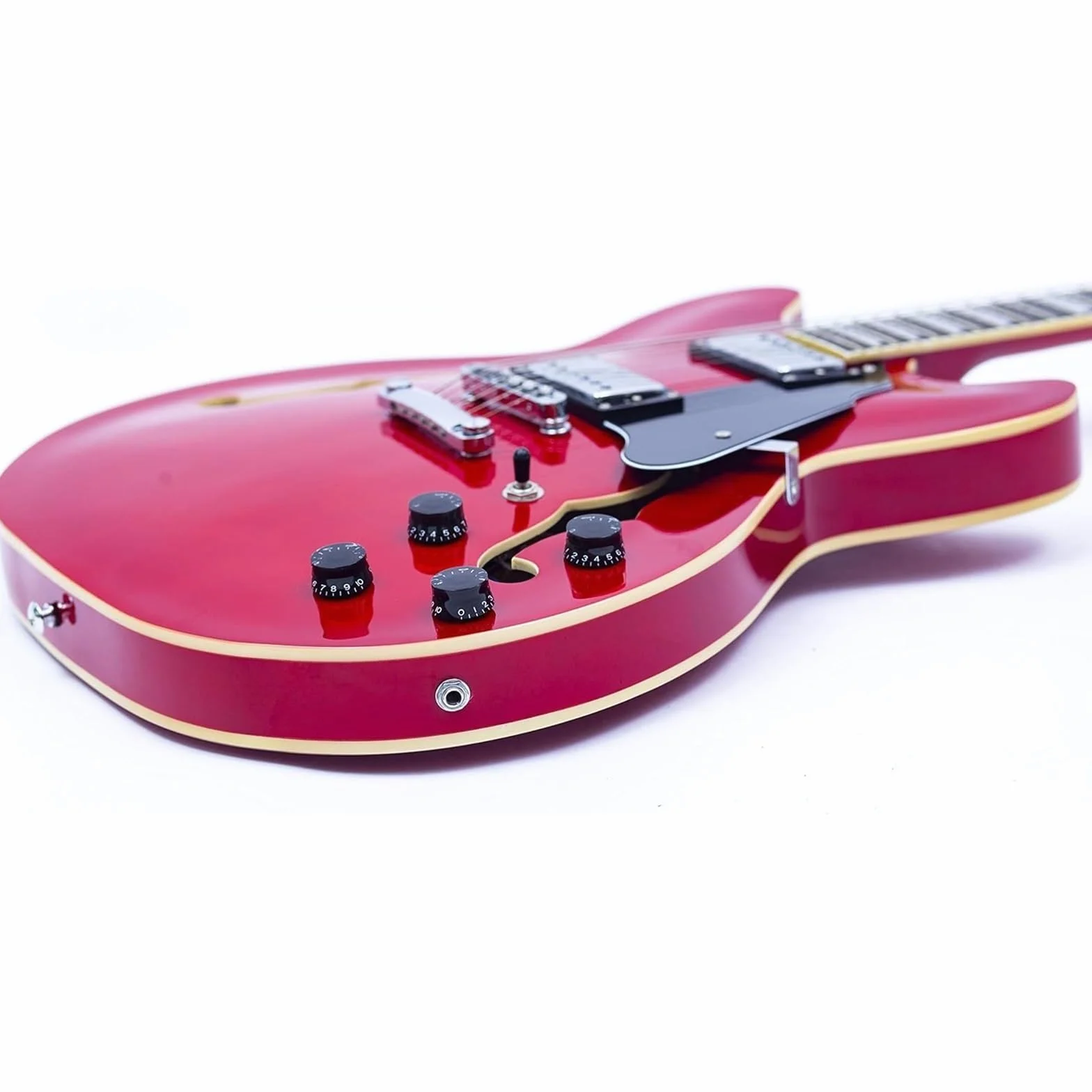 Guitarra Eléctrica De Escala Completa Cuerpo Semi Hueco Con Trastes De Acero Inoxidable(Red)