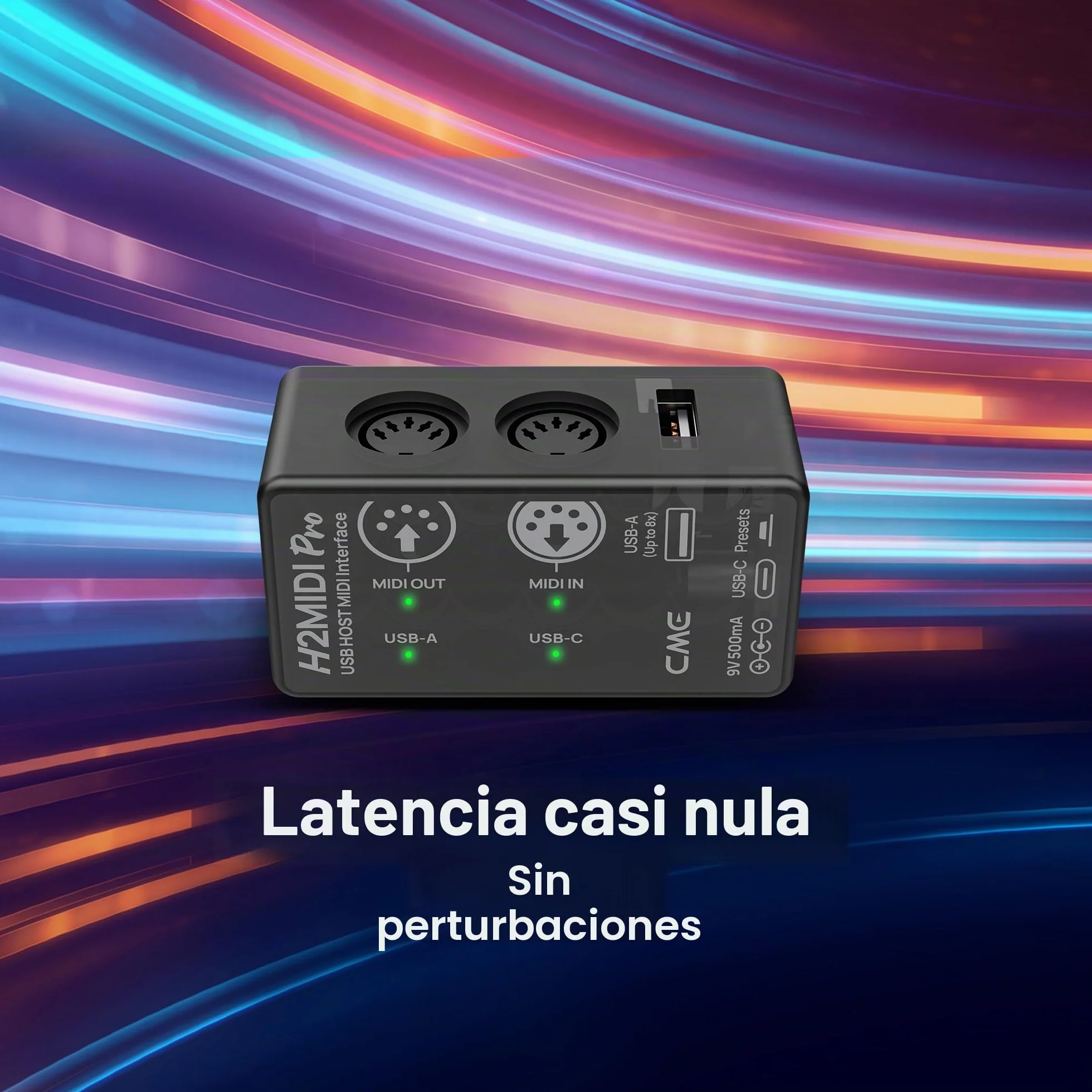 CME H2MIDI Pro - Interfaz MIDI USB Host compacta y versátil con router, filtro, mapper, procesador de 32 bits y doble fuente de alimentación para guitarristas y productores