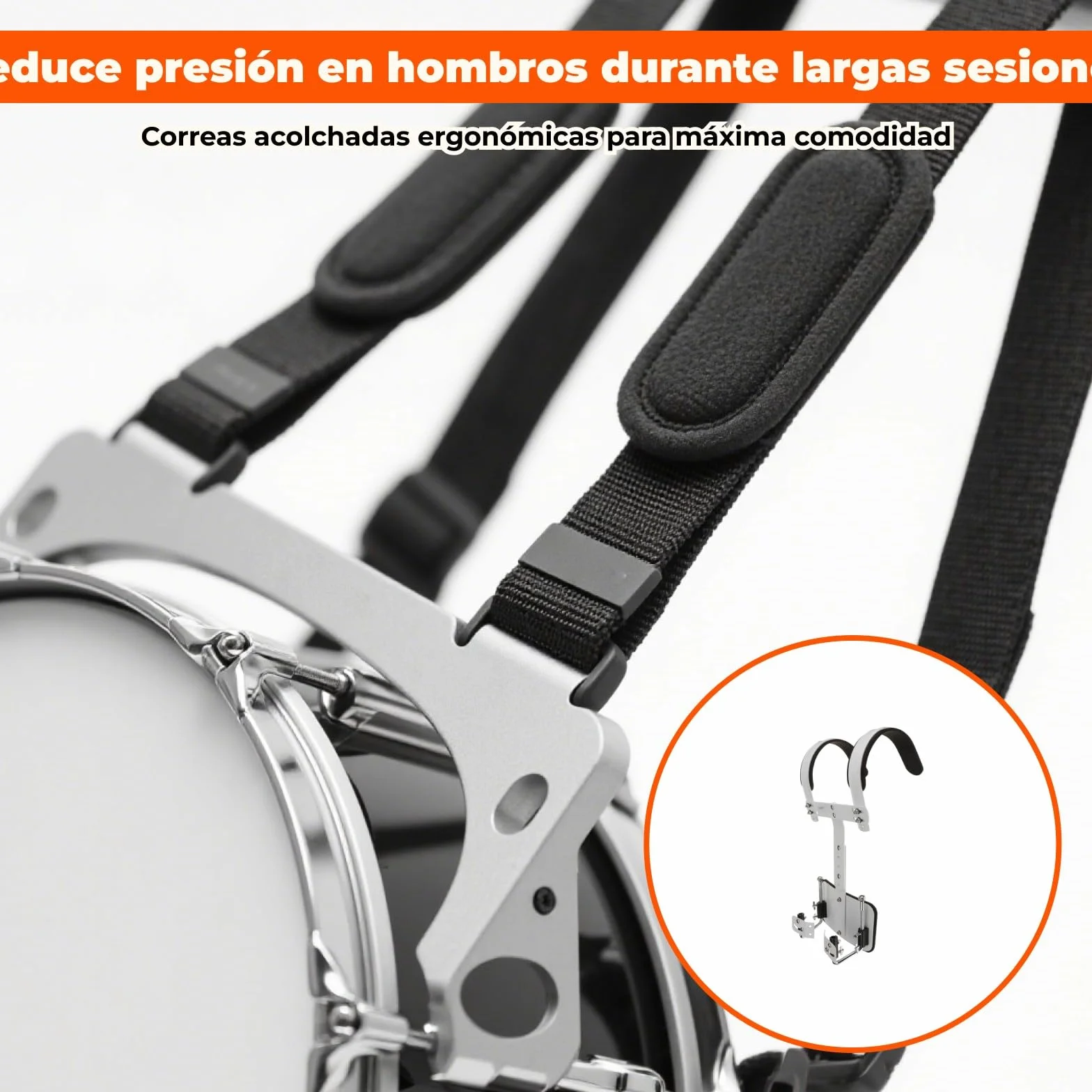 LOVIVER Soporte de Portador de Tambor de Caja Ajustable Piezas de Percusión de Aleación